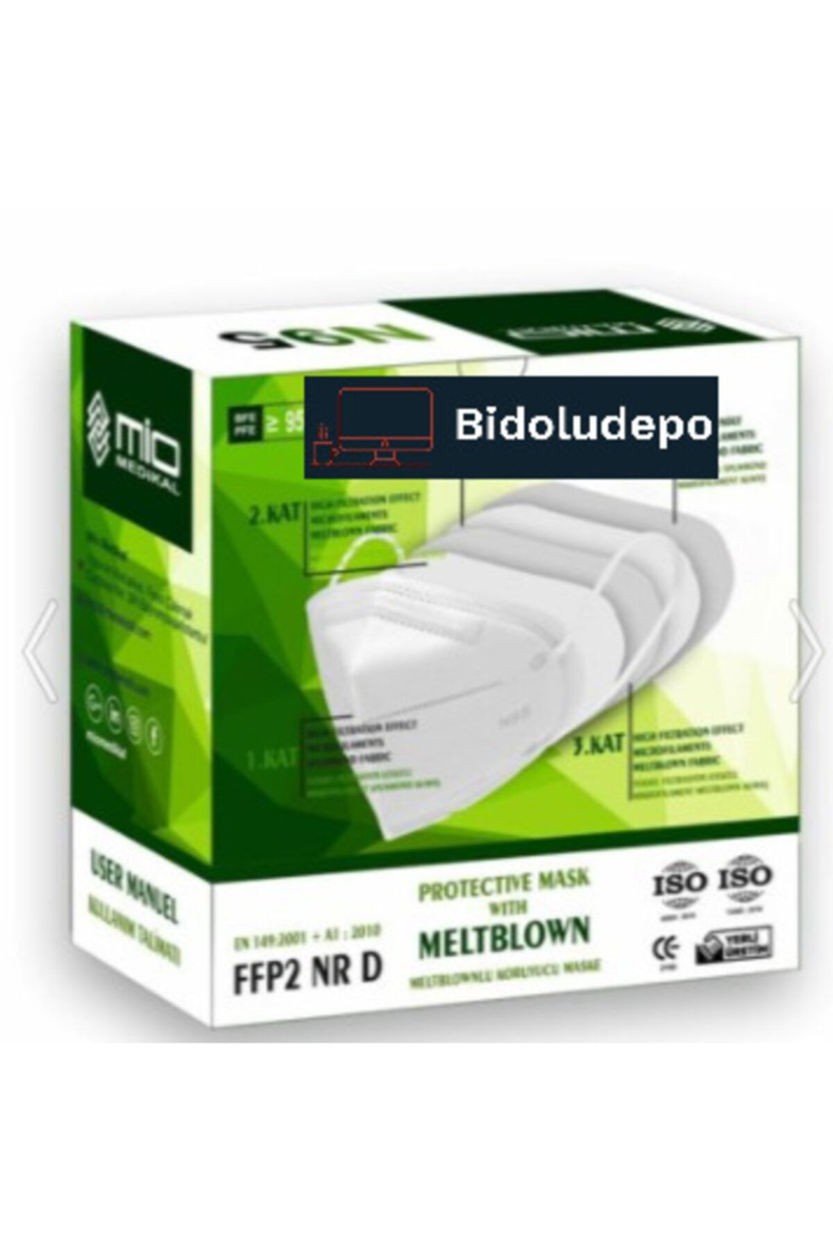 bidoludepo Mio Beyaz Ffp2 Nr Özellikli Ce Ve Iso Sertifikalı Medikal Maske 10 Adet