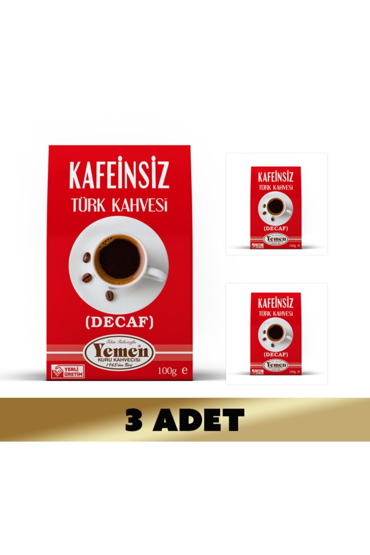 YEMEN KURUKAHVE Kafeinsiz Türk Kahvesi 100 Gr. 3 Adet