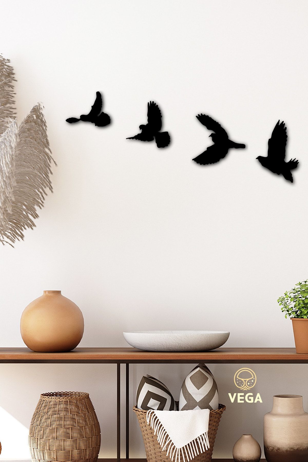 VegaDesign Dekoratif Modern Dörtlü Kuş Duvar Süsü Duvar Dekoru