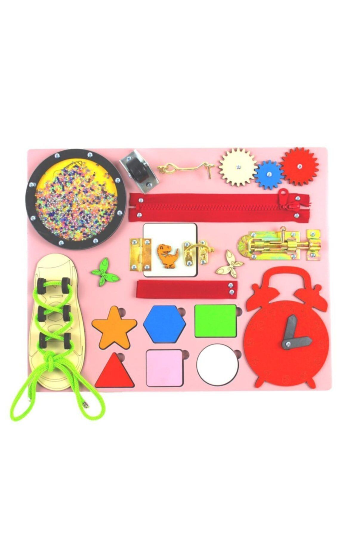 Joy and Toys Aktivite Eğitim Tahtası(pembe),montesori,busy Board,ahşap Oyuncak