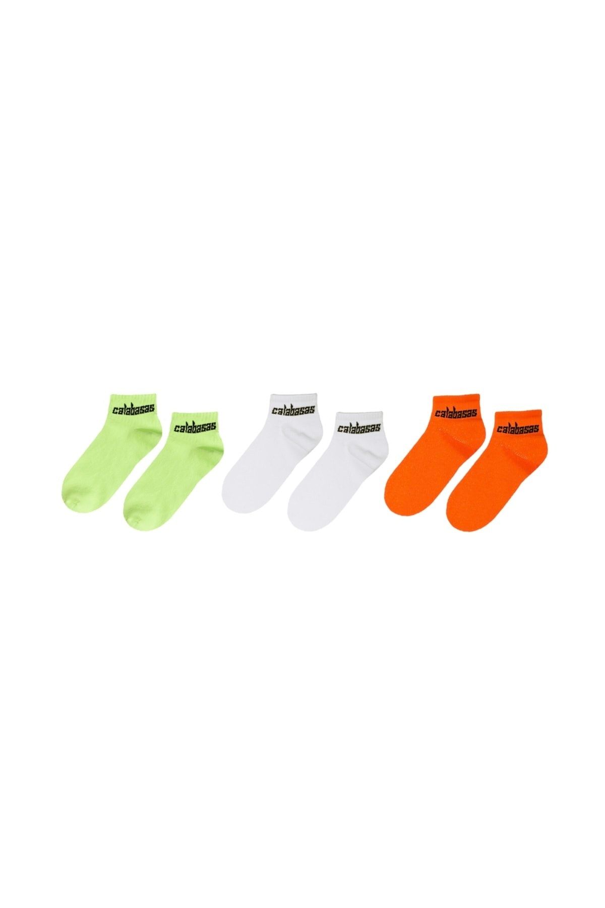 BOSHETTI Unisex Yıkamalı Premium Çok Renkli Sloganlı 3'lü Paket Bilekte Örme Çorap