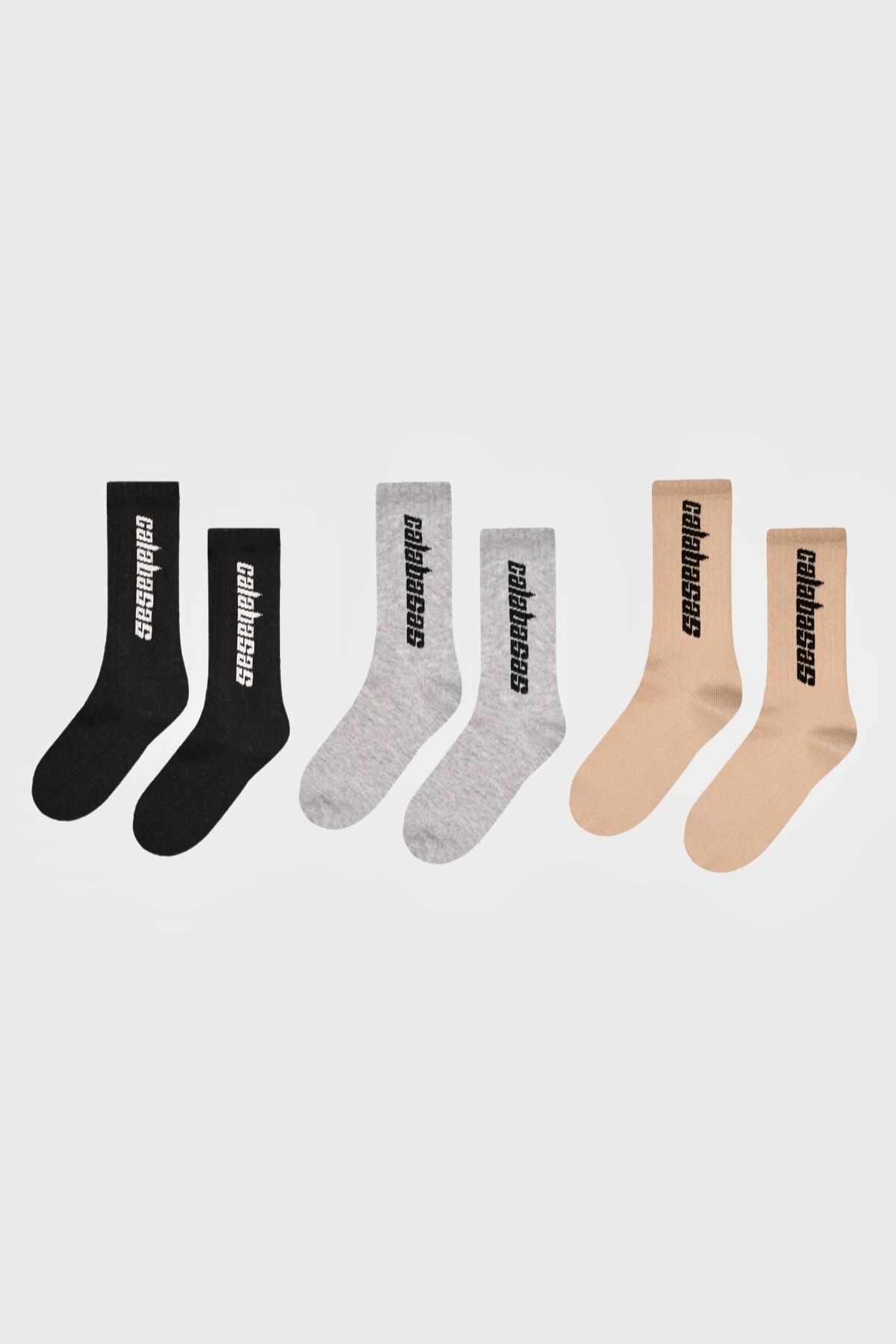 BOSHETTI Unisex Yıkamalı Premium Çok Renkli Sloganlı 3'lü Paket Spor Çorap