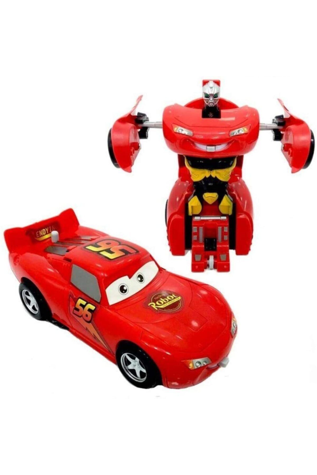 Can Toys Şimşek Mcqueen Çekbırak Robota Dönüşen Oyuncak Araba-kırmızı