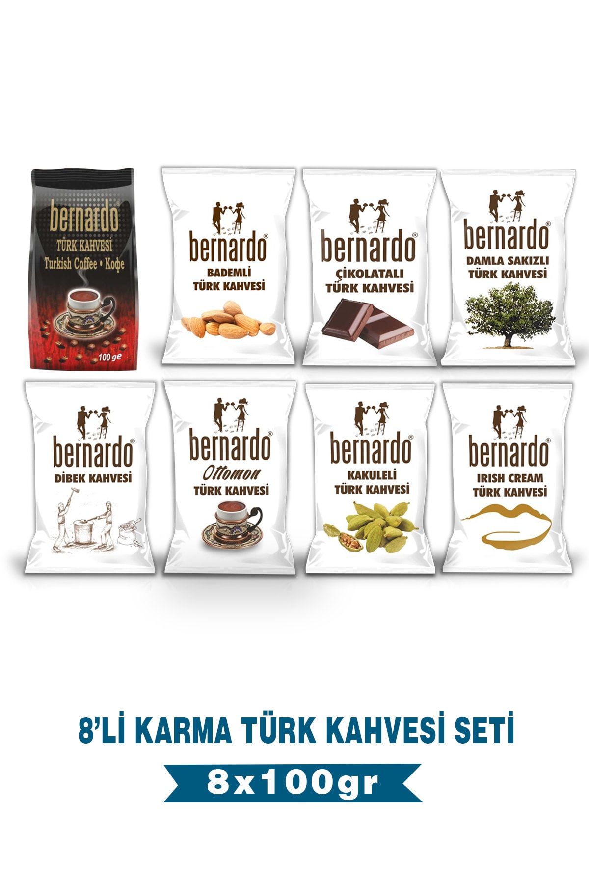 Bernardo 8'li Karma Türk Kahvesi Seti 100gr