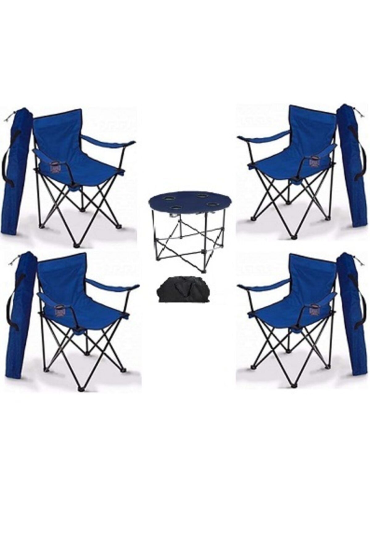 Toysan Masa + 4 Sandalye Kamp Seti Mavi
