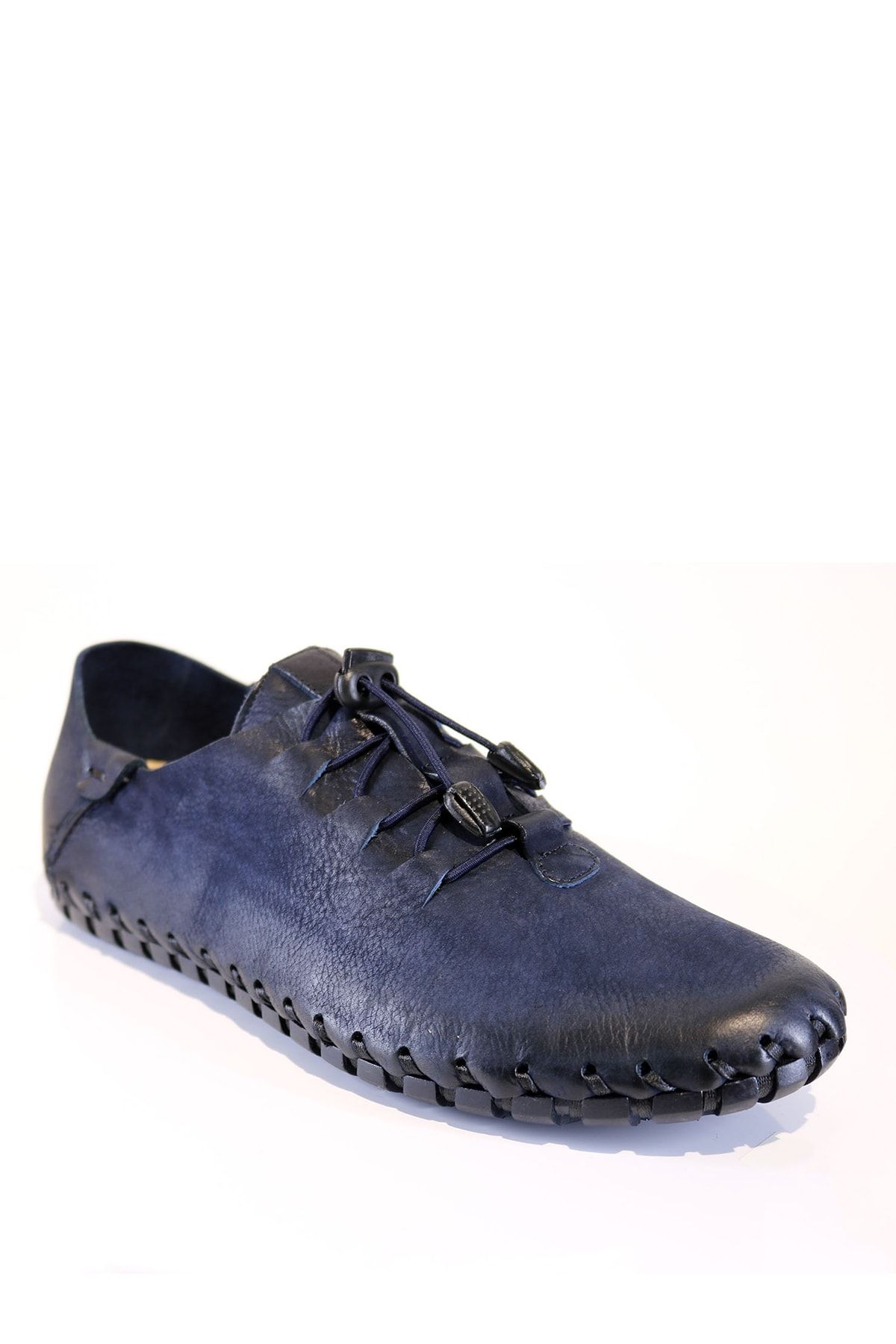 Onemarka Erkek Hakiki Deri Lacivert Çarık Modeli Bağcıklı Günlük Ayakkabı