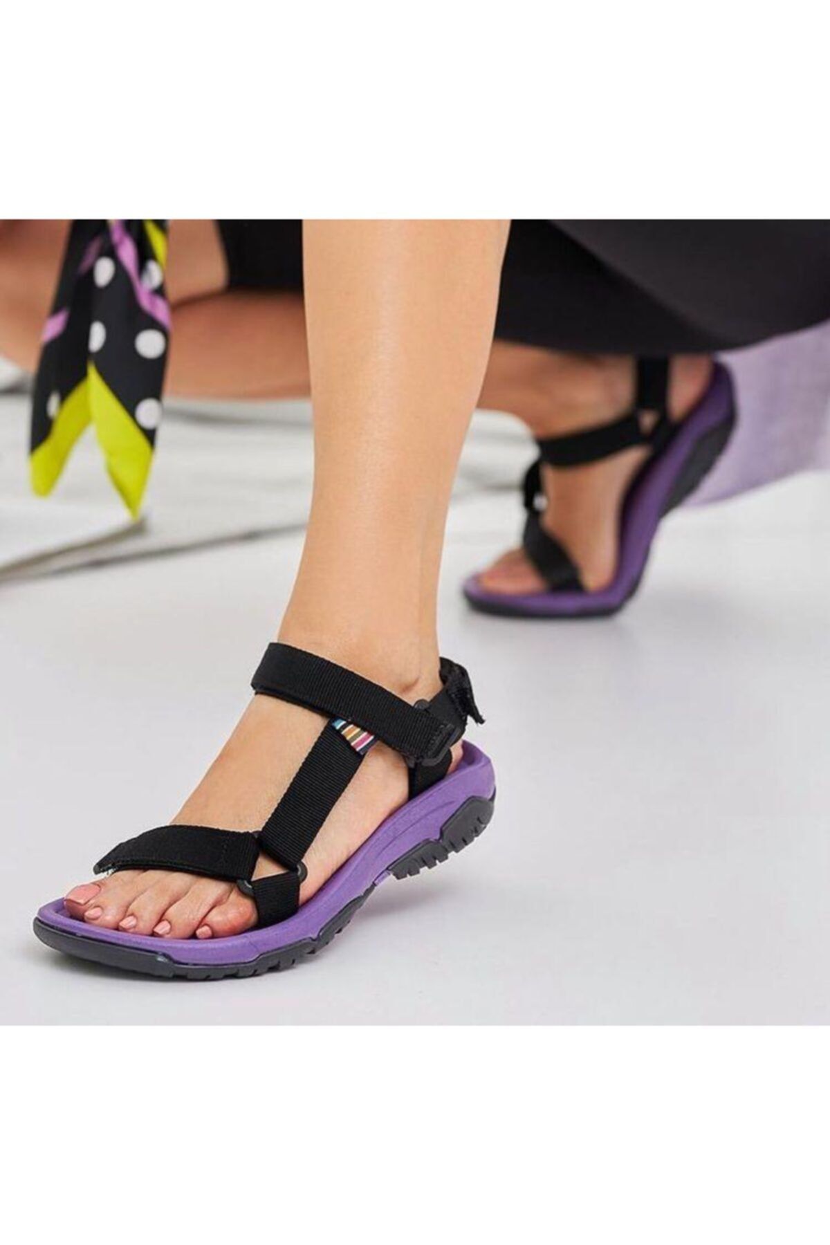 Birol Ayakkabı Kadın Siyah-mor Spor Sandalet