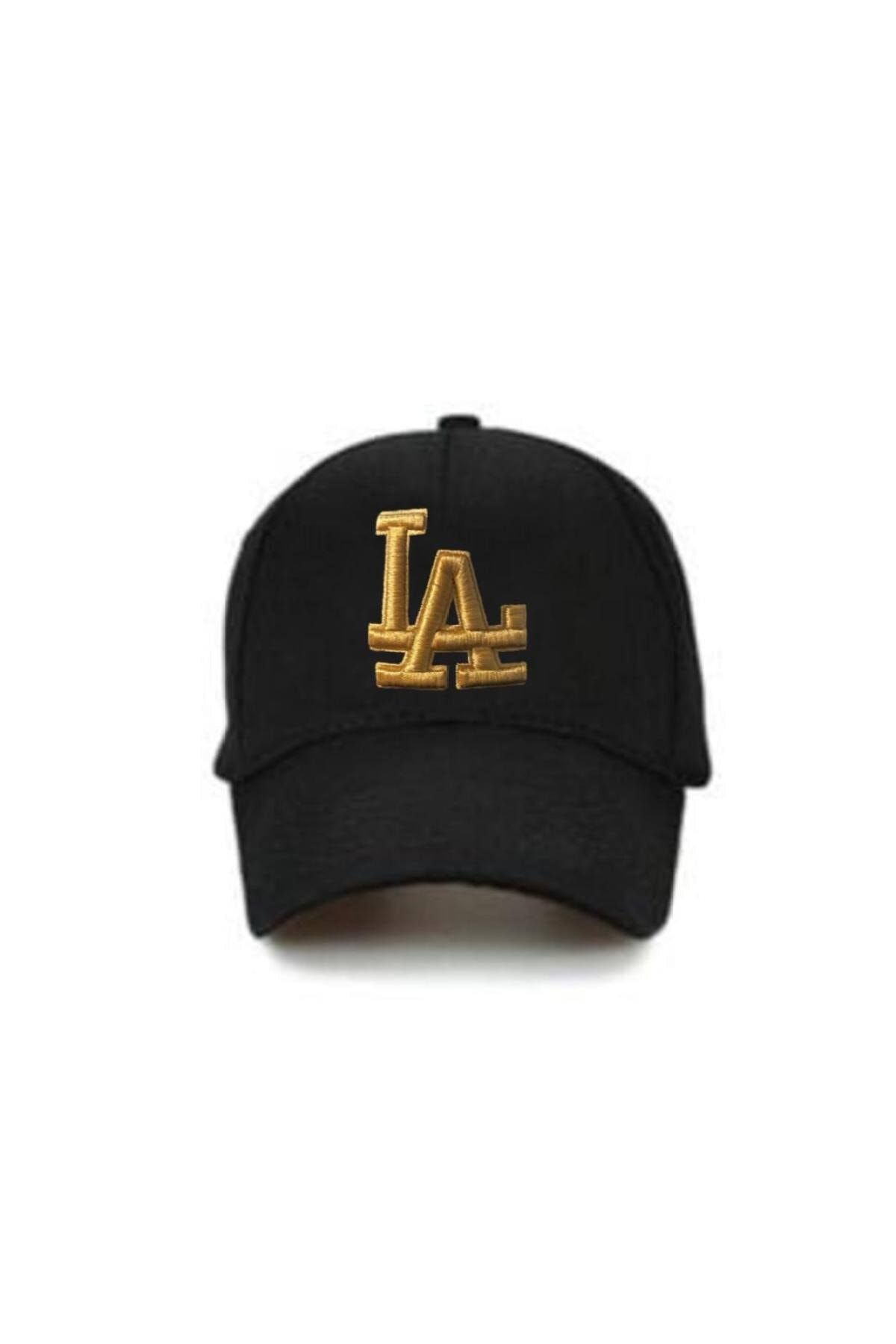 Nacar La Los Angeles Şapka Unisex Siyah Şapka Altın Nakış