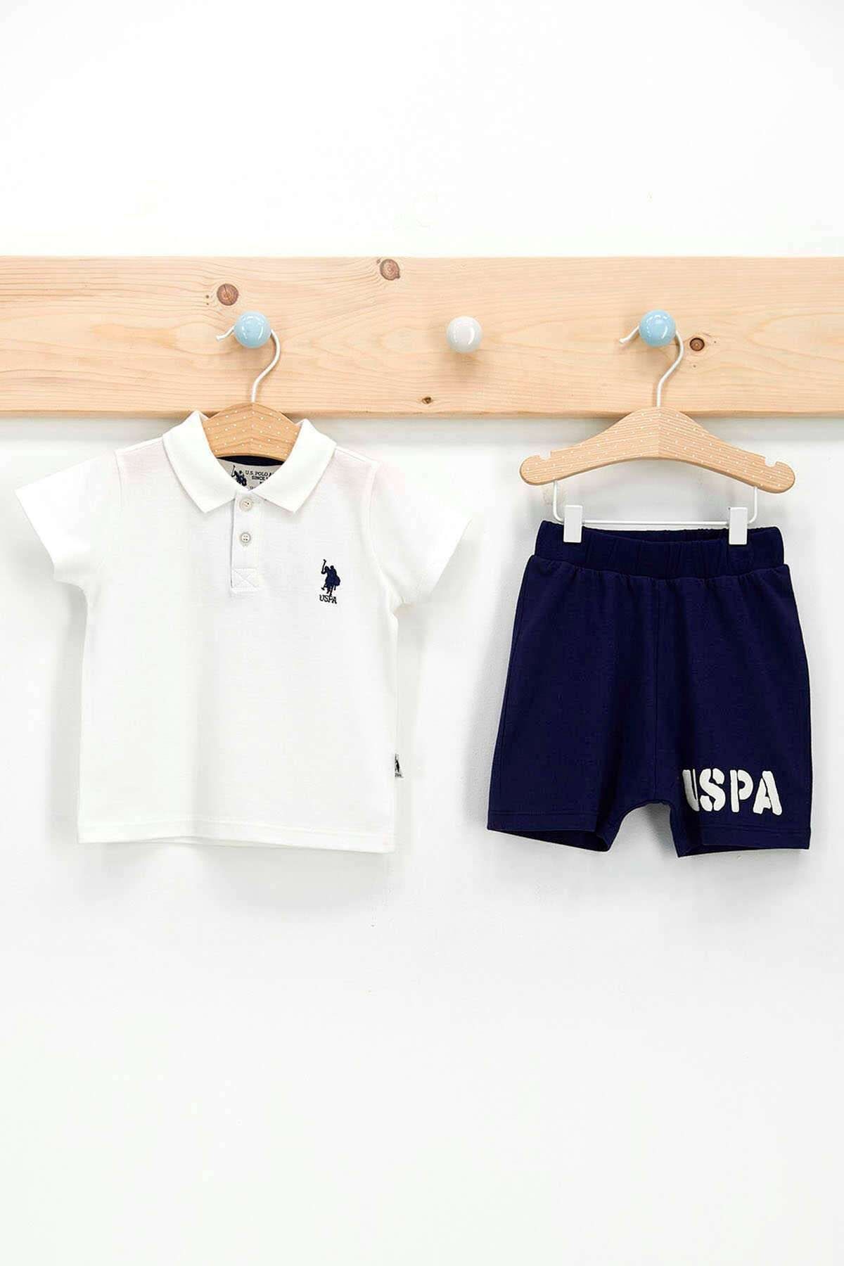 U.S. Polo Assn. Erkek Bebek Krem Dik Yaka T-shirt Takım