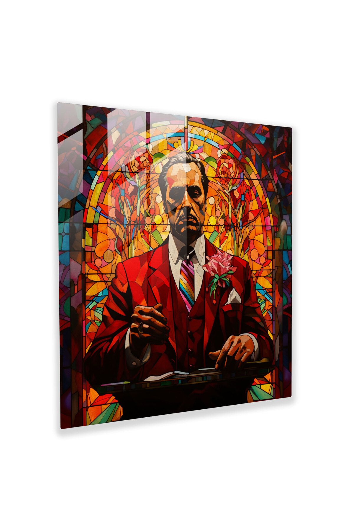 PaintedAnarchy Vitray Godfather Sanat eseri - Vaftiz babası, ev dekorasyonu, modern sanat, renkli sanat eserleri