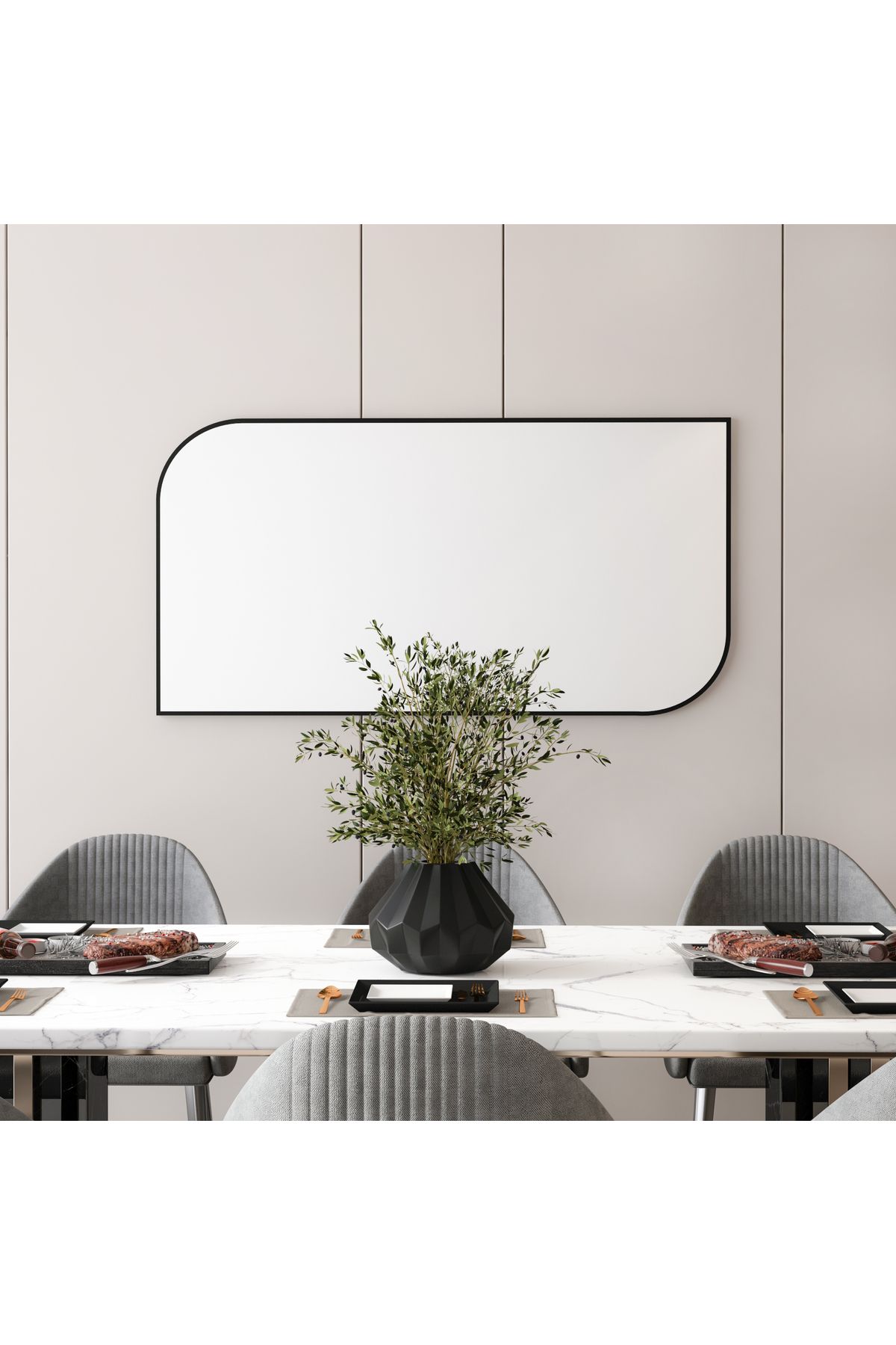Arnetti Akron Modern Dekortatif Salon Ayna Siyah
