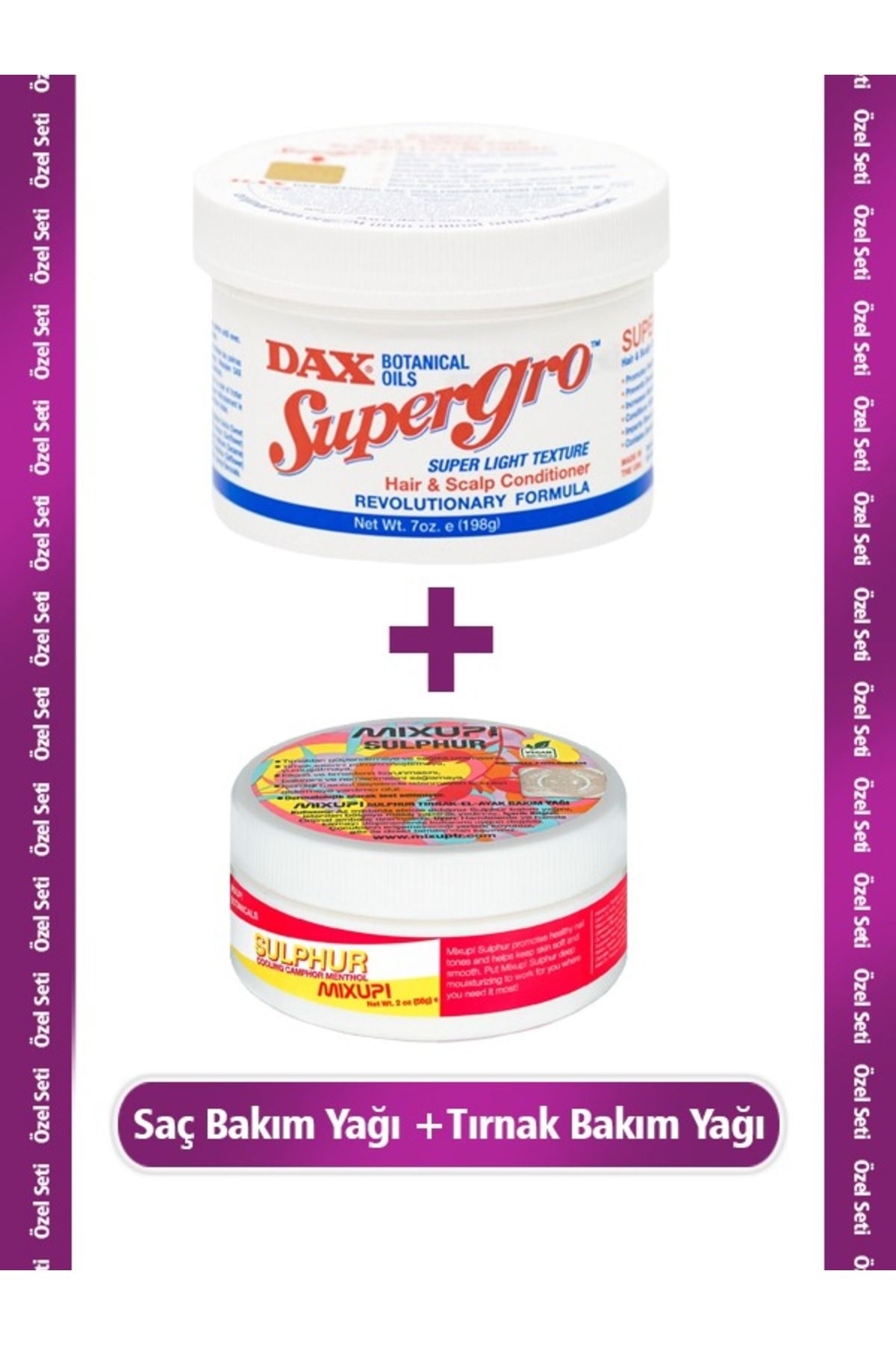 Dax Supergo 198 G - Yavaş Uzayan Saçlara Özel Saç Bakım Yağı + Mixup! Sulphur 56 G - Tırnak Bakım Yağı