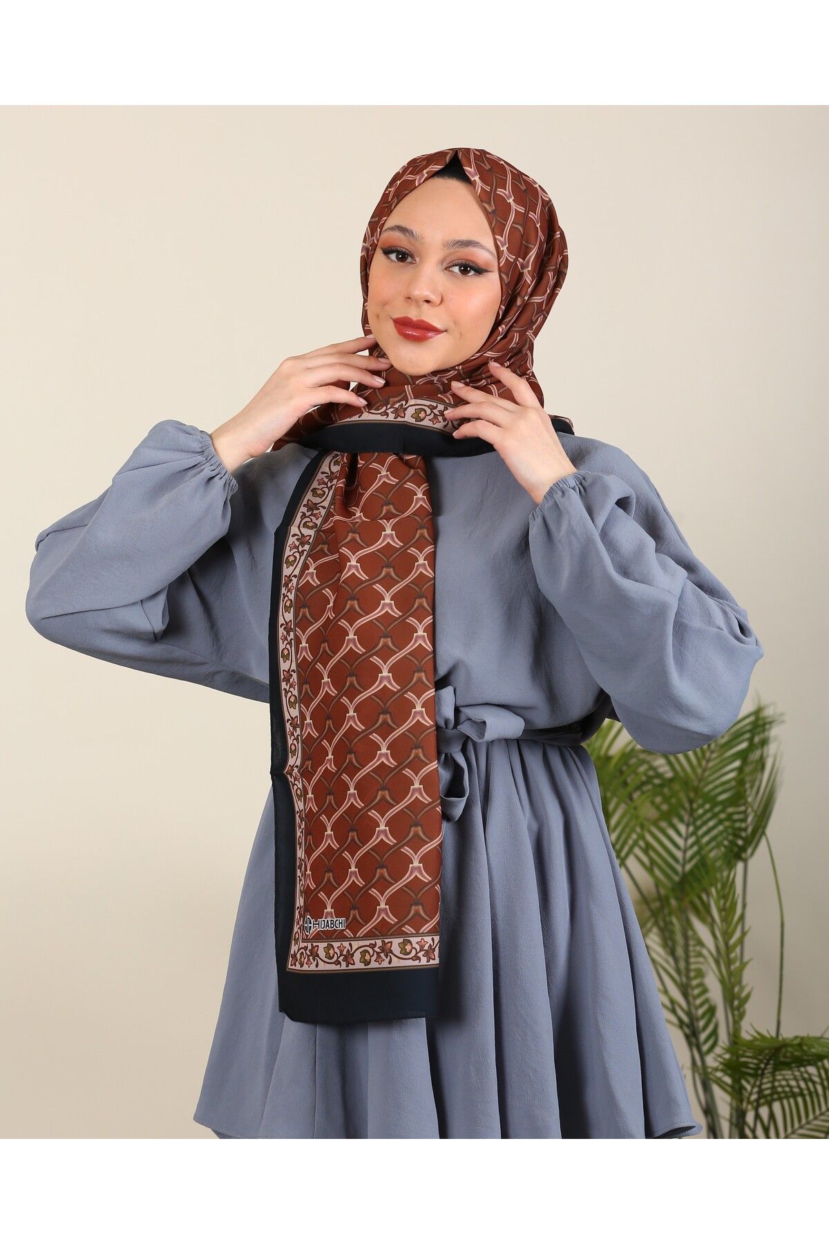 hijabchi Desenli Medine Ipeği Şal