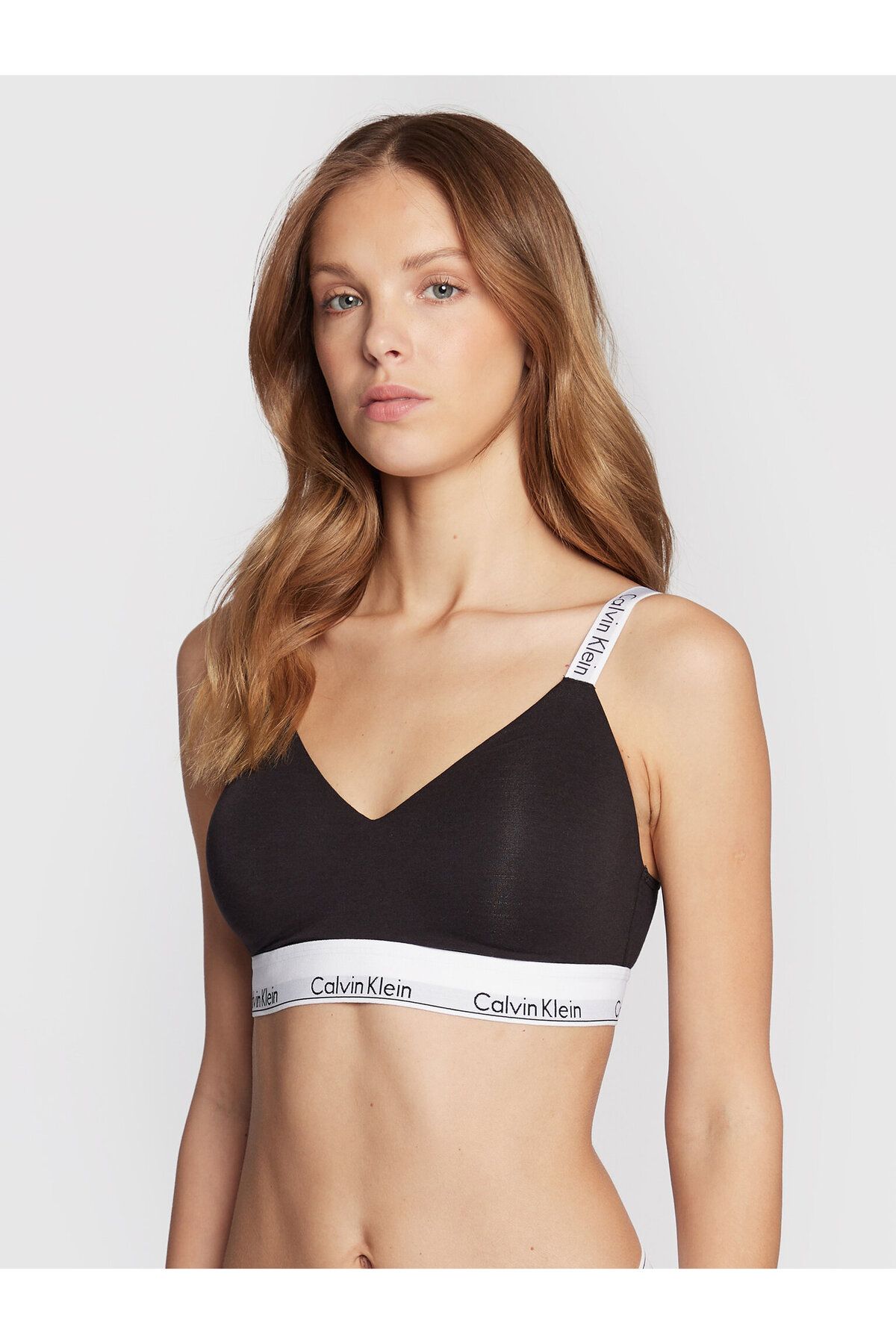 Calvin Klein Kadın Marka Logolu Askılı Spor Giyim Günlük Siyah Büstiyer 000QF7060E-UB1