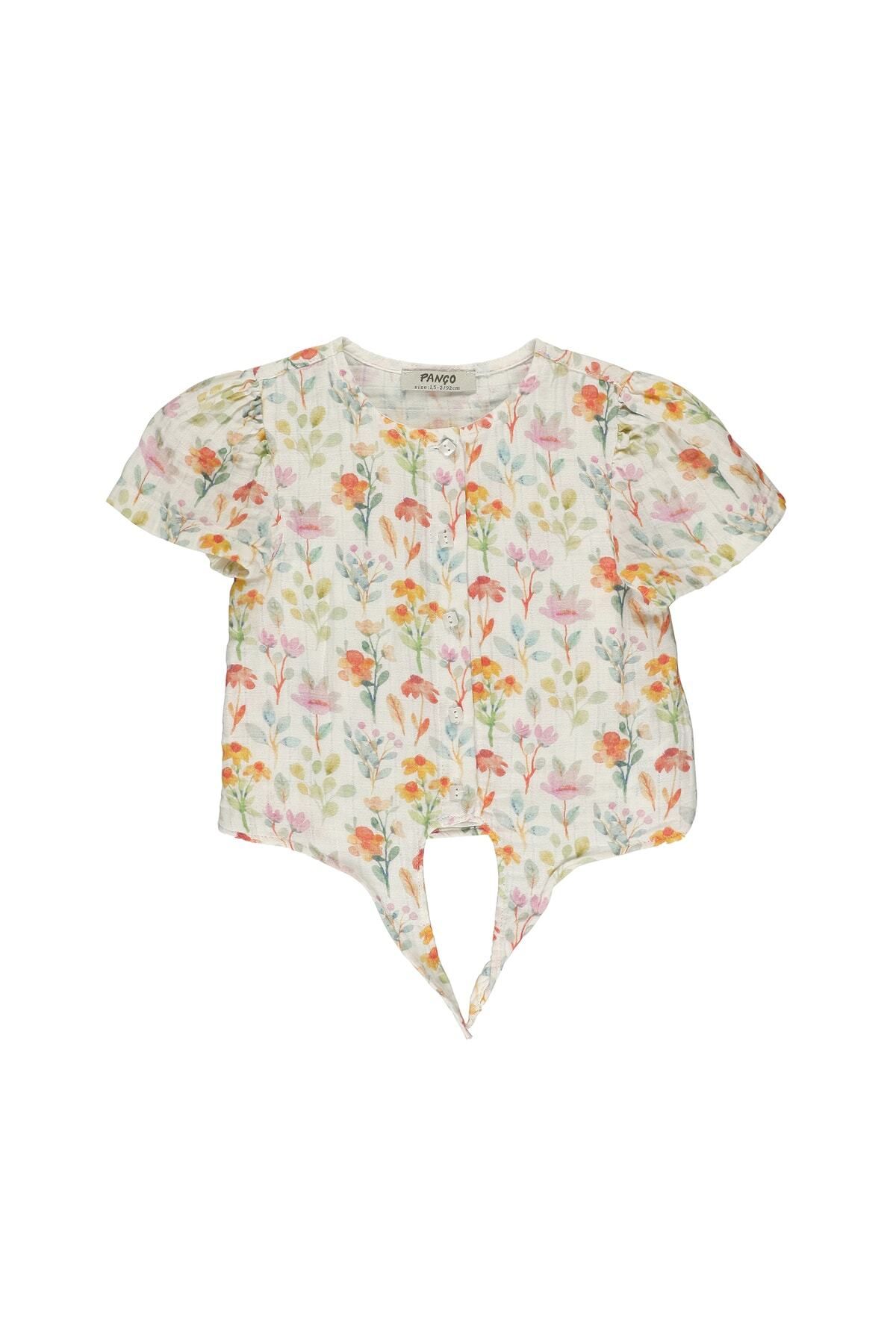 Panço Kız Bebek Çiçek Baskılı Gömlek