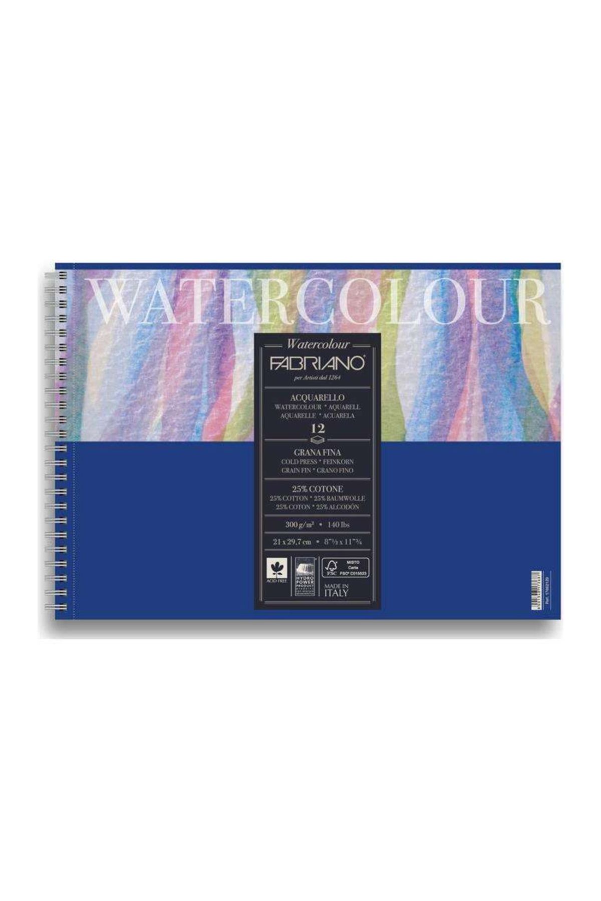 Fabriano Watercolor Cold Press Spiralli Sulu Boya Bloğu A4 12 Yaprak 300gr