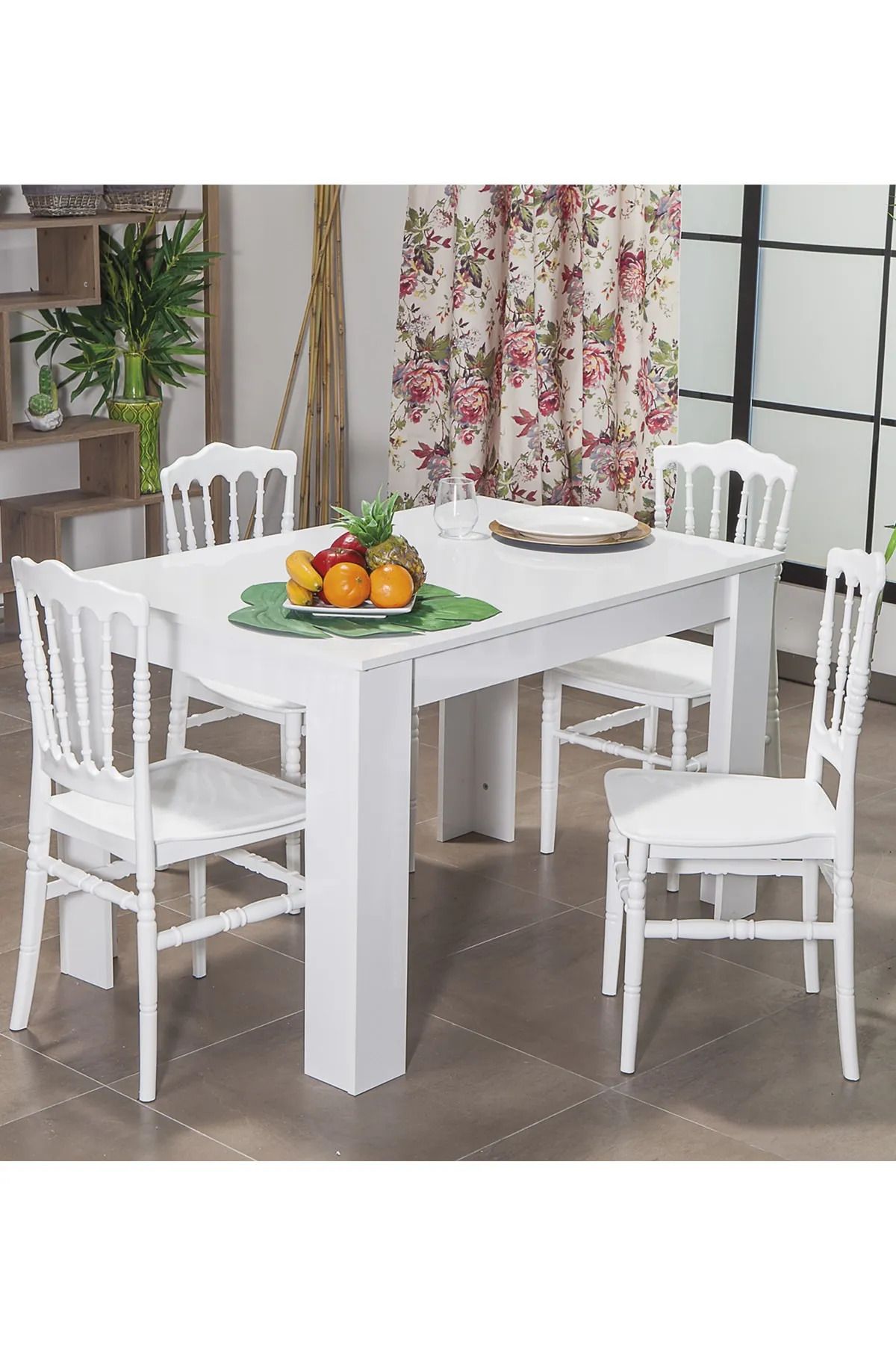 MOBETTO Arda / Miray Mutfak Masa Takımı 4 Sandalye 1 Masa - Beyaz