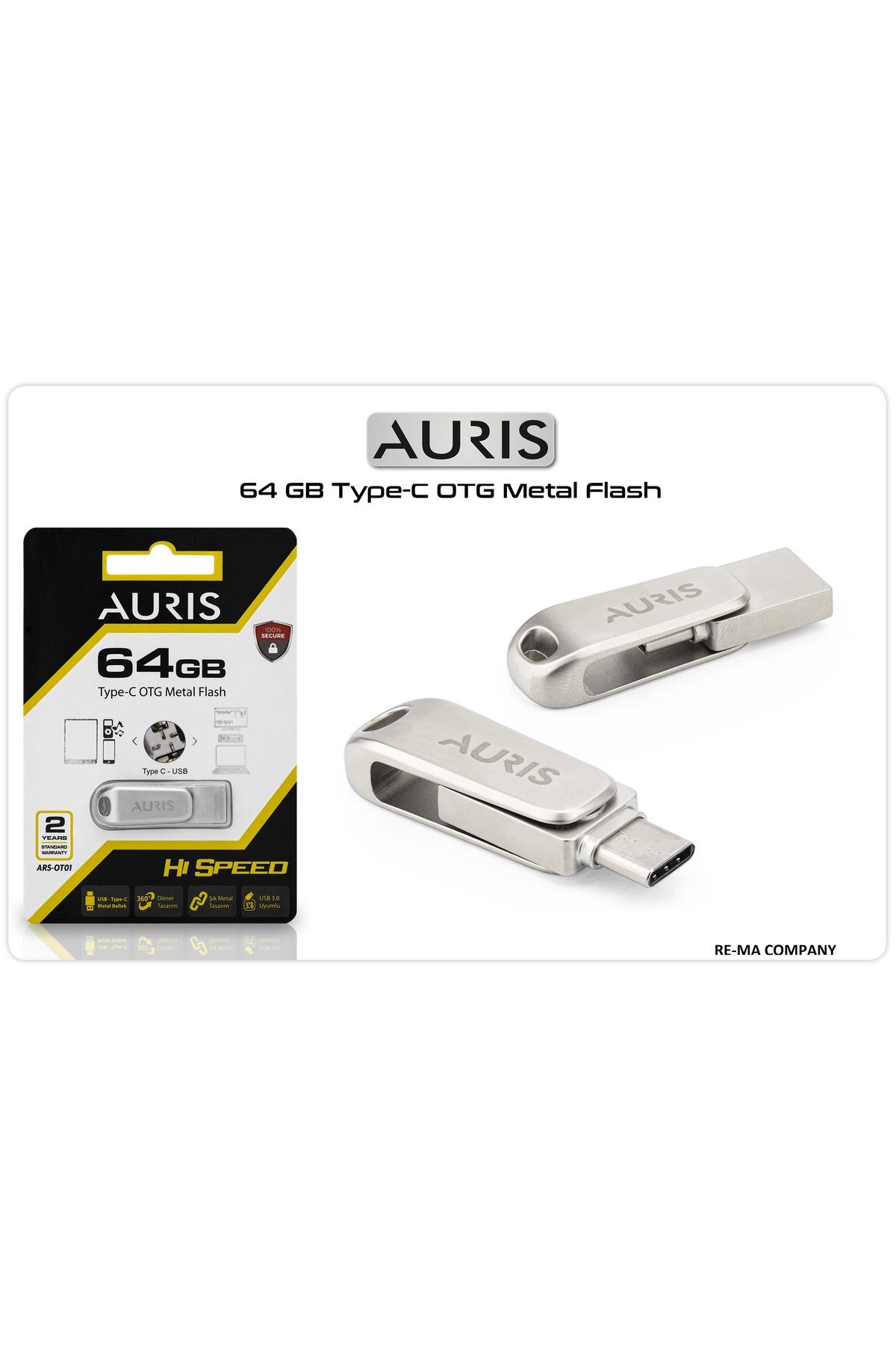 Auris 64gb Usb & Type-c 3.0 Micro Flash Bellek Otg