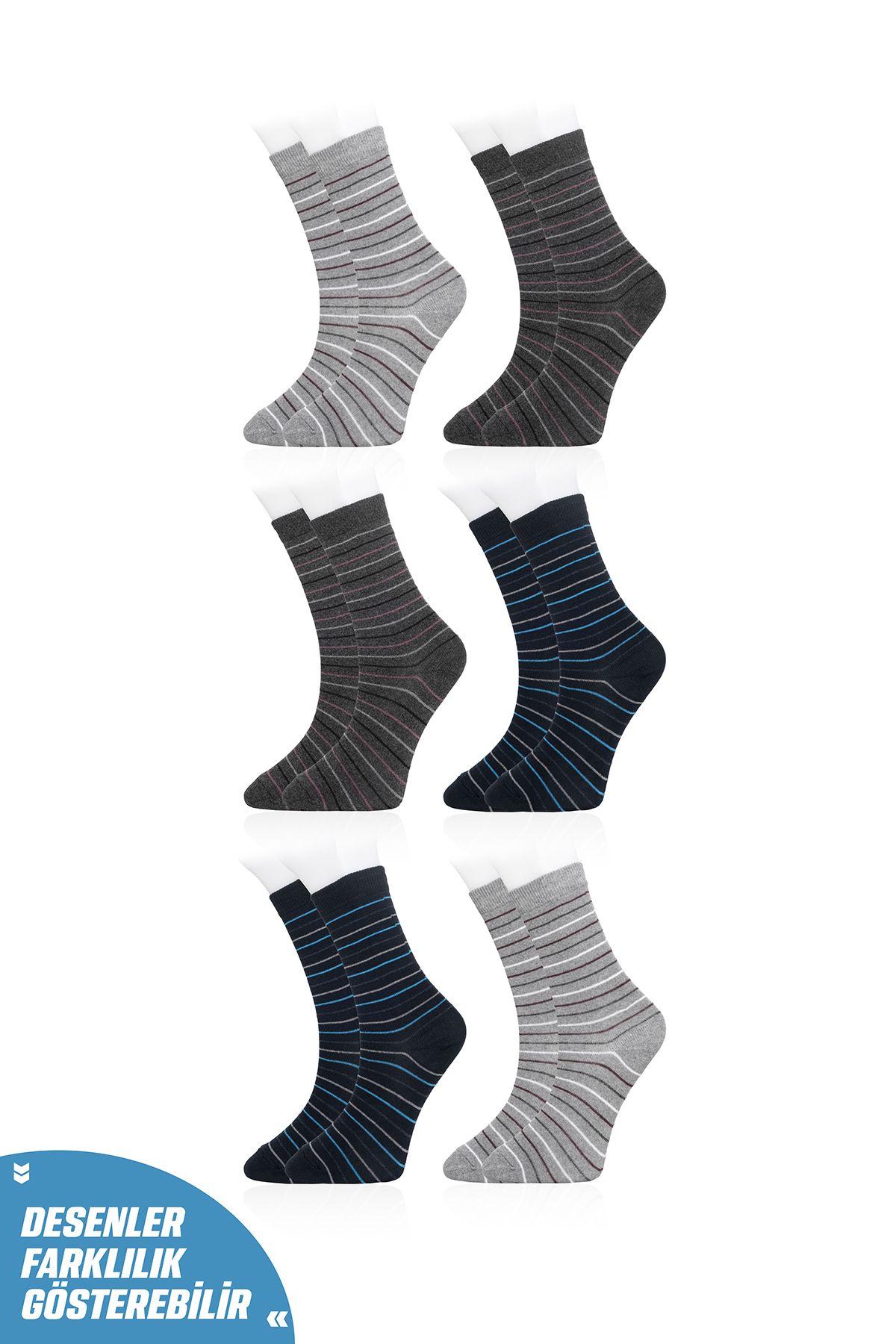 Line Smart 6'lı Kadın Pamuklu Desenli Kaliteli Soket Çorap