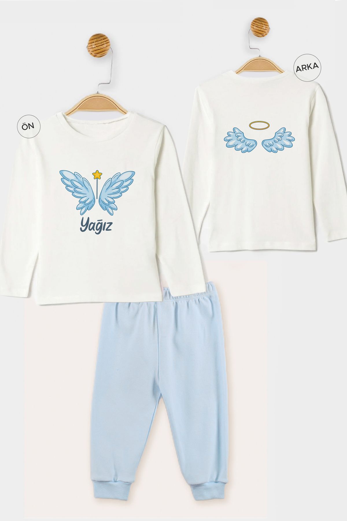 Homamia İsme Özel Organik Erkek Bebek Pijama Takımı