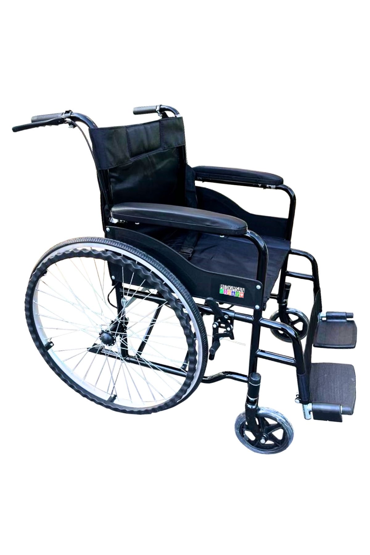 Medkimsan Frenli Tekerlekli Sandalye | Hasta Transfer Sandalyesi | 1.sınıf | Siyah Renk