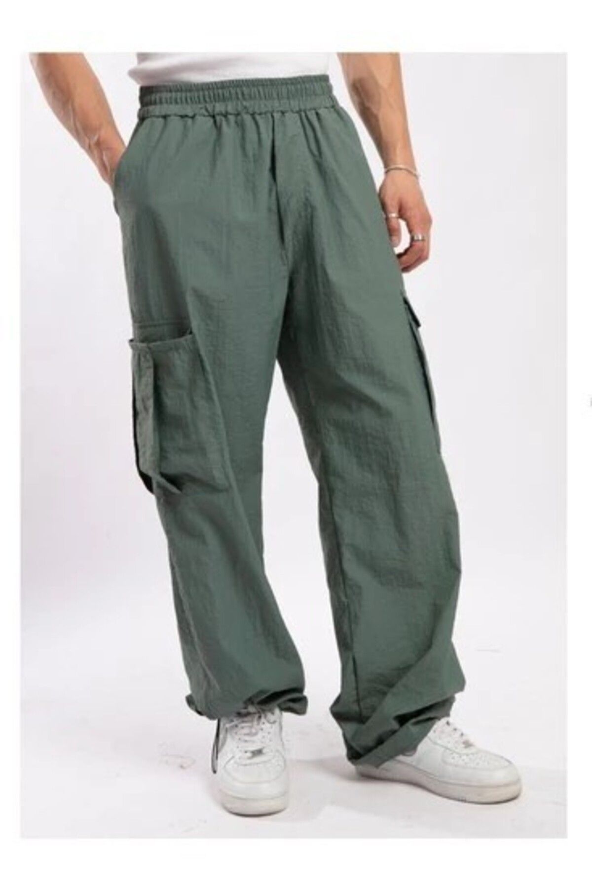 Catch Bol Kalıp Paraşüt Kumaş Kargo Cepli Pantolon Mint Yeşil 6251