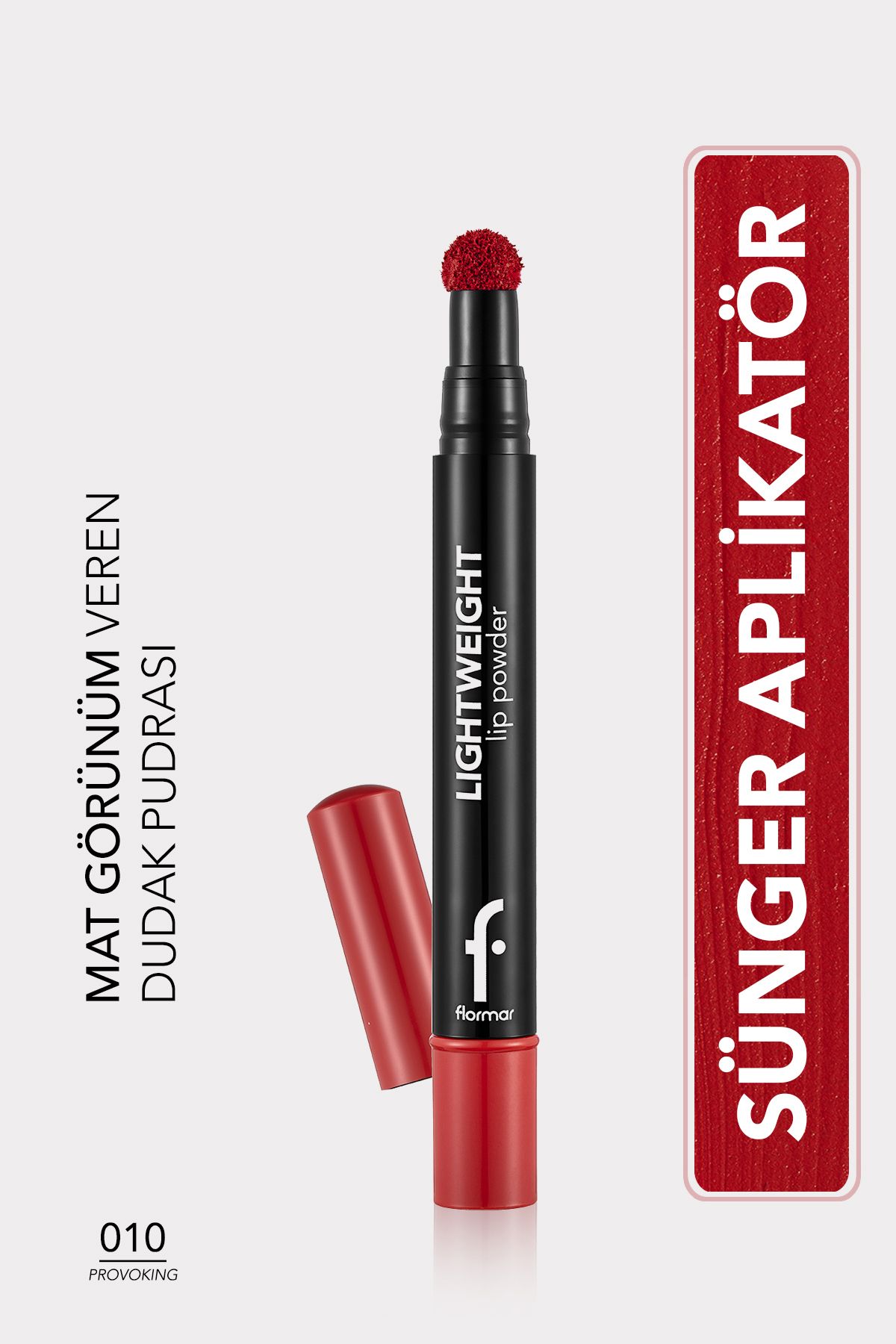 Flormar Hafif Yapılı Mat Dudak Pudrası (KIRMIZI) - Lightweight Lip Powder - 010 Provoking - 8682536007528