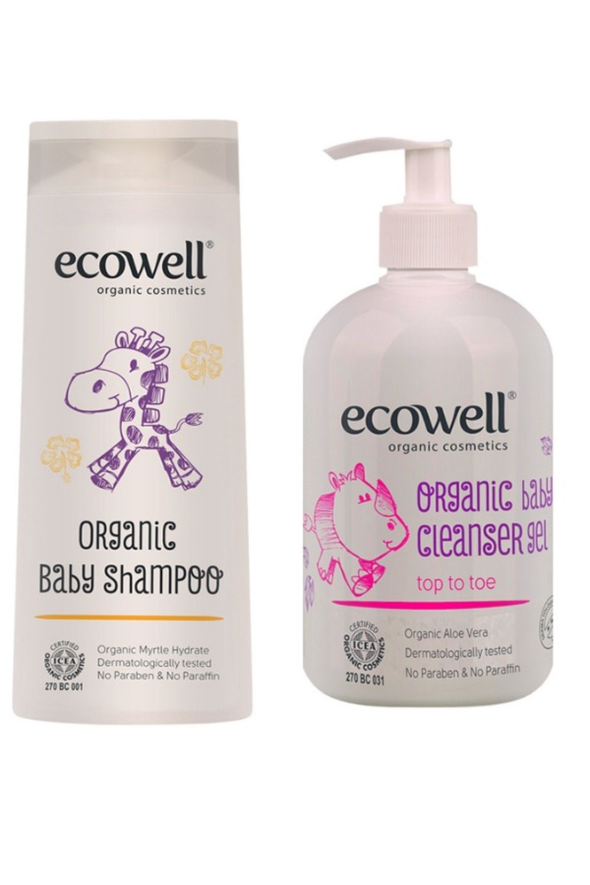 Ecowell Bebek Bakım 2'li Set (Bebek Şampuanı 300 ml + Bebek Temizleme Jeli 500 ml.)