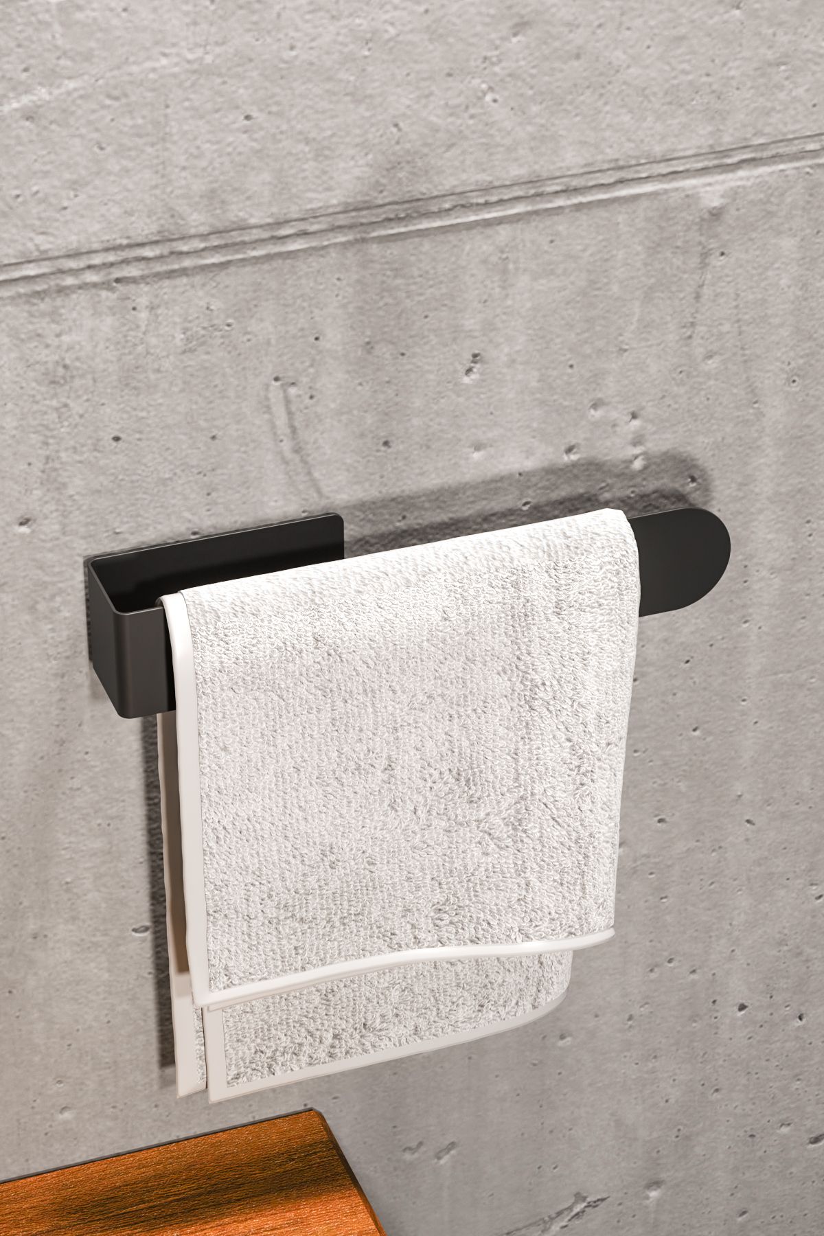 Zift Unique Siyah Paslanmaz Çelik Havluluk / Yapışkanlı Sistem / Banyo Askısı /tuvalet Havlu Askısı / Mat Siyah