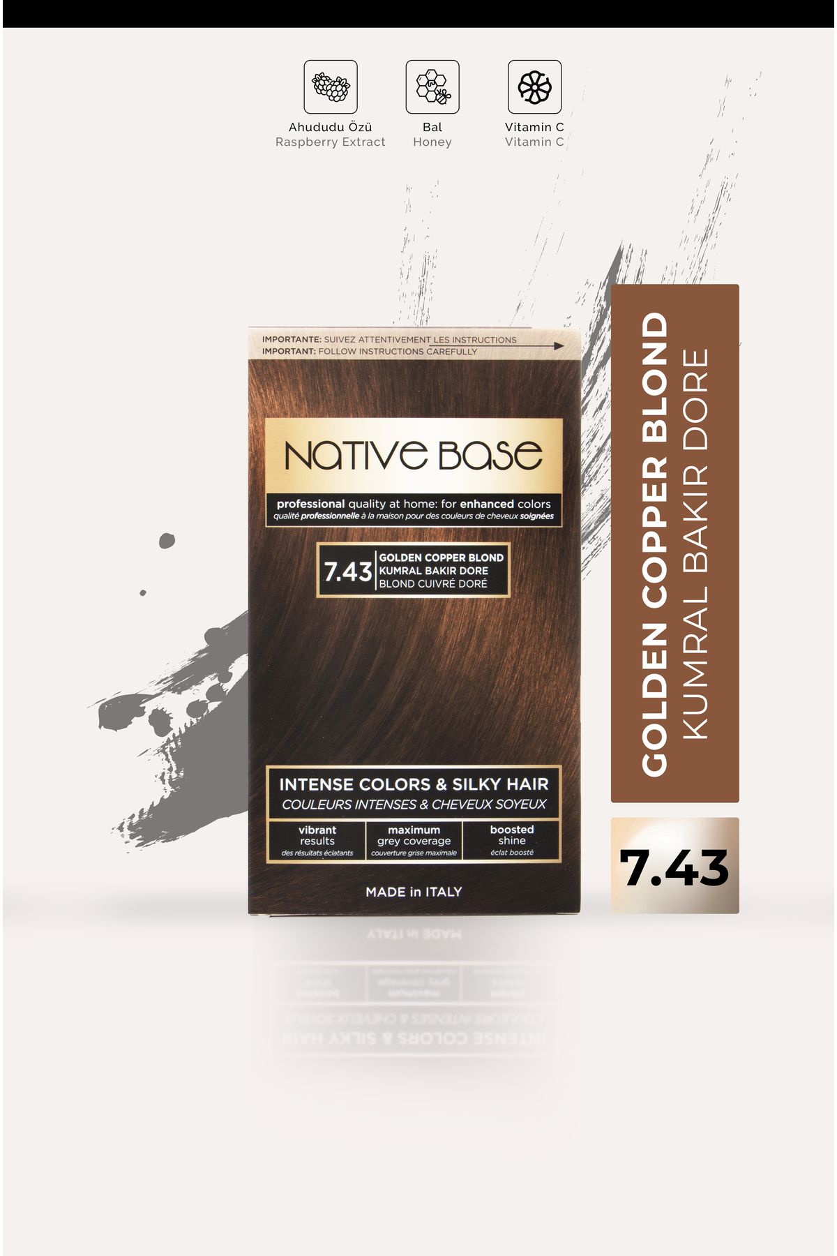 Native Base Saç Boyası 7.43 Kumral Bakır Dore