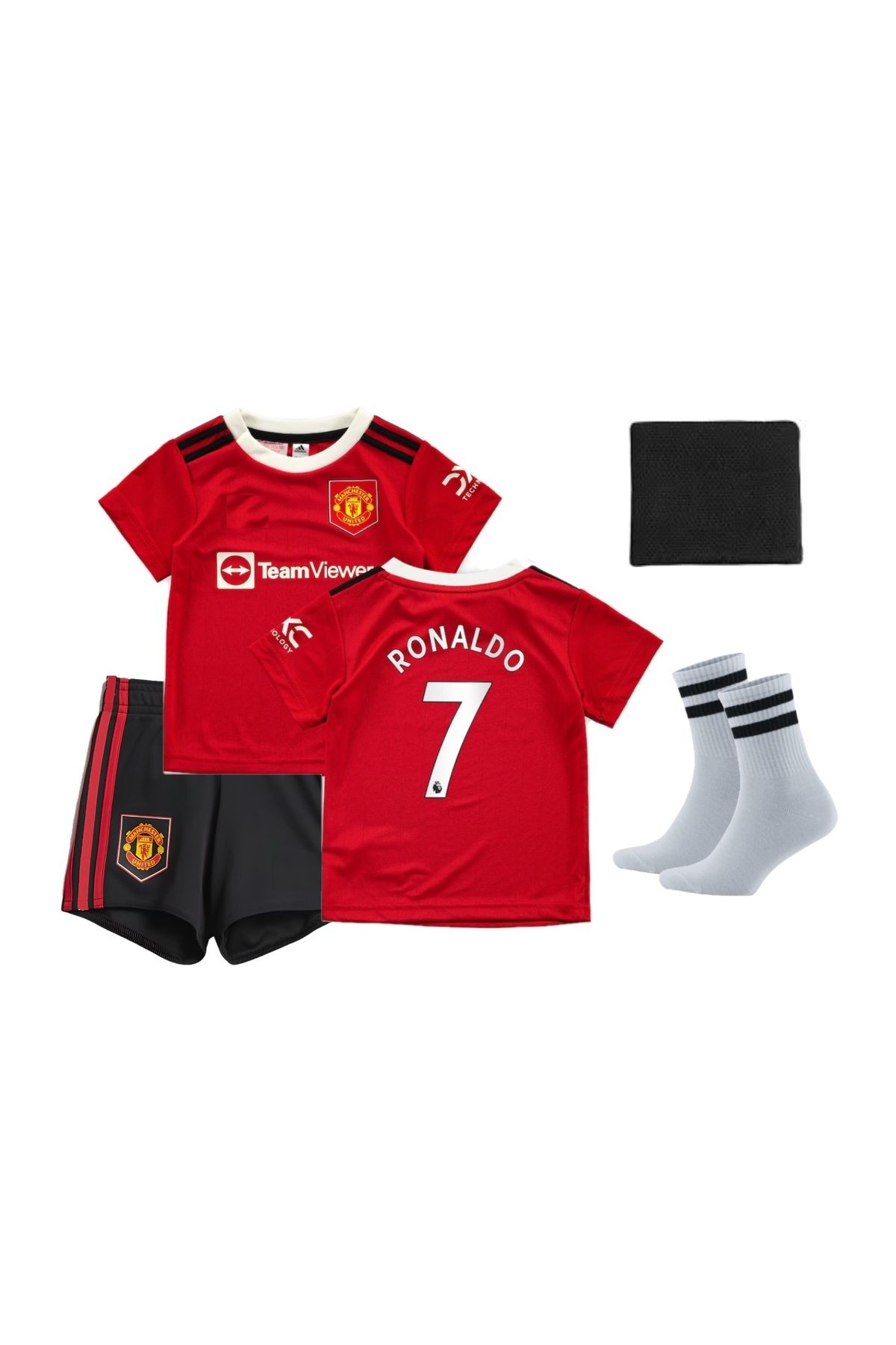 Nevruz Manchester United C. Ronaldo Çocuk Futbol Forması Çorap Bileklik Hediyeli 4'lü Set