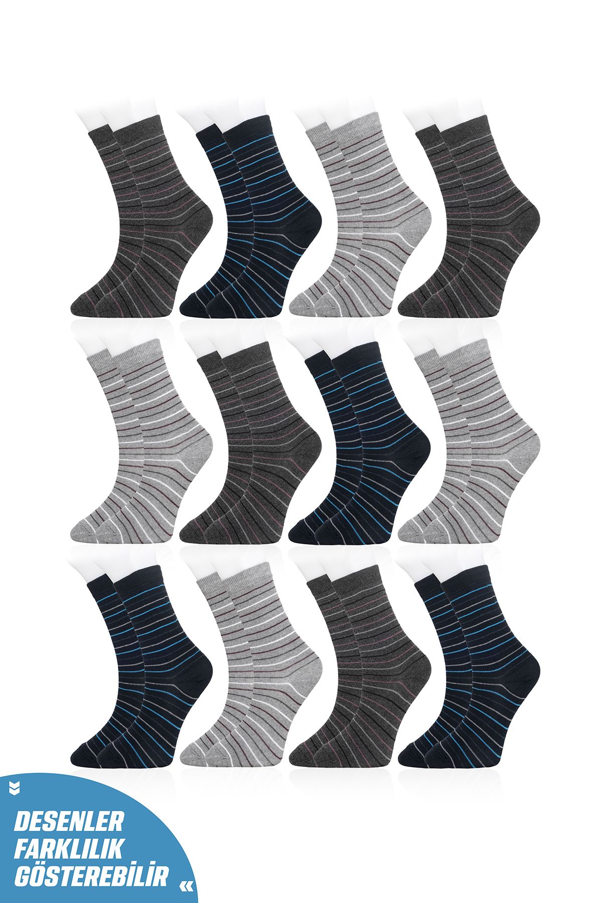 Line Smart 12'li Kadın Pamuklu Desenli Kaliteli Soket Çorap