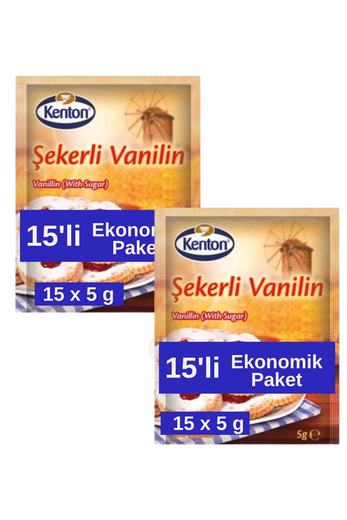Kenton Şekerli Vanilin (2 adet 15'li Ekonomik Paket) 30 x 5 g