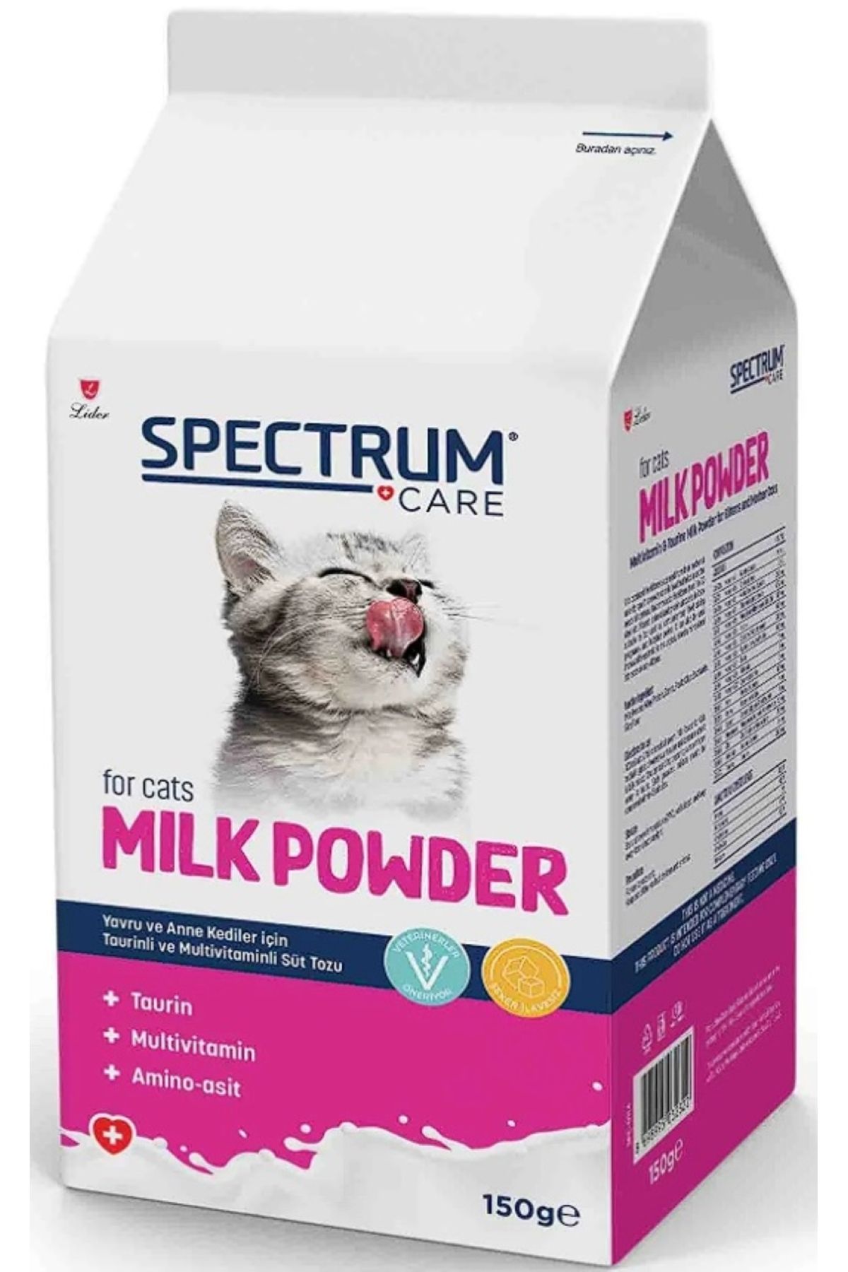 Spectrum Care Yavru ve Anne Kediler için Taurin ve Multivitaminli Süt Tozu 150gr