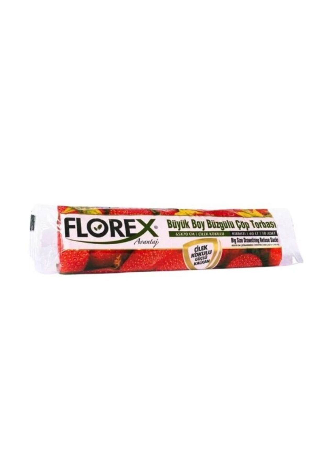 Florex - ÇÖP TORBASI ORTA BOY 65X70 BÜZGÜLÜ ÇİLEK KOKULU 10 YAPRAK ÇT502 - 1 RULO