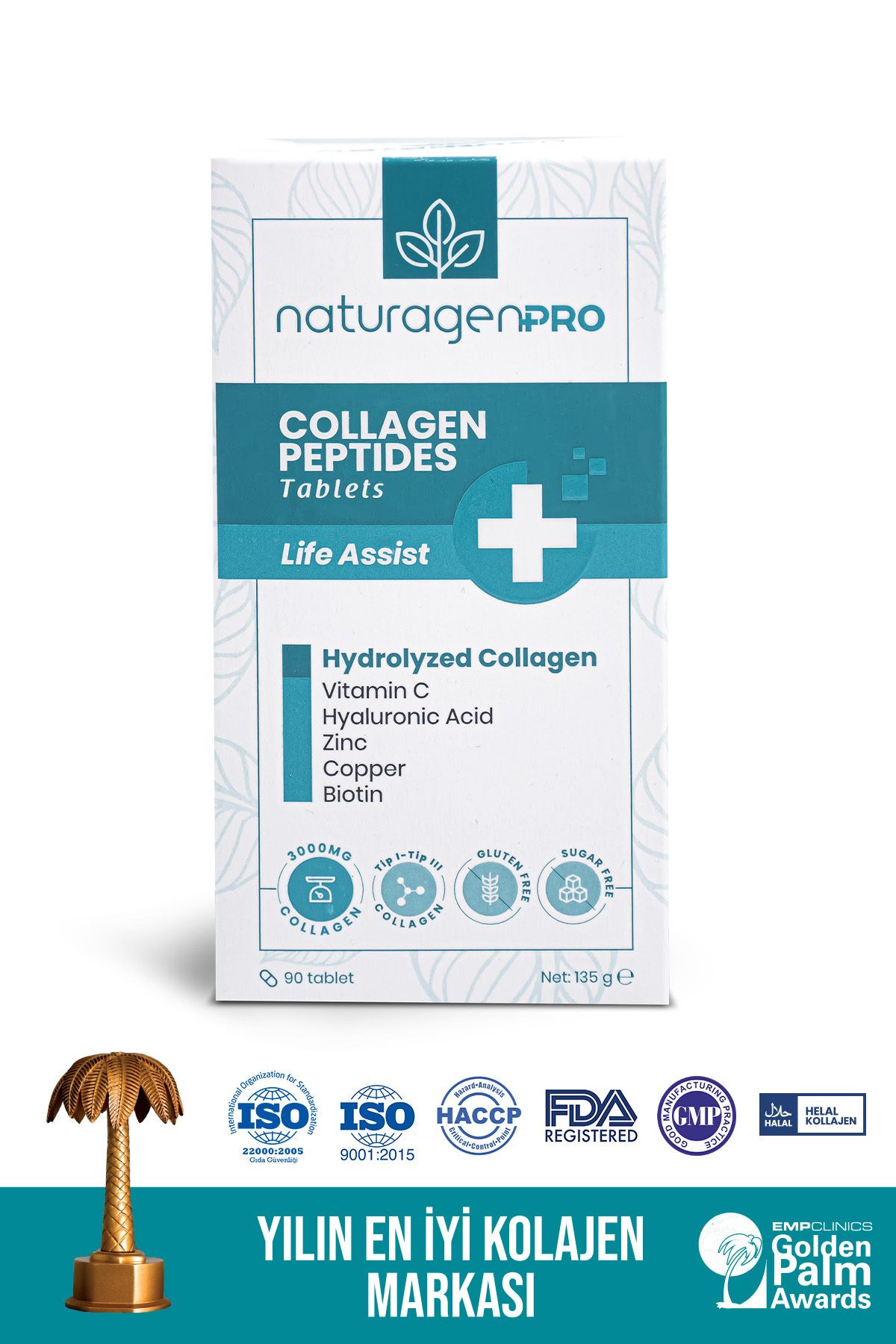Naturagen Pro Kolajen 90 Tablet Hidrolize Collagen (TİP-1&TİP-3 HYALURONİC ACİD,VİTAMİN C,BİOTİN,ÇİNKO,BAKIR)