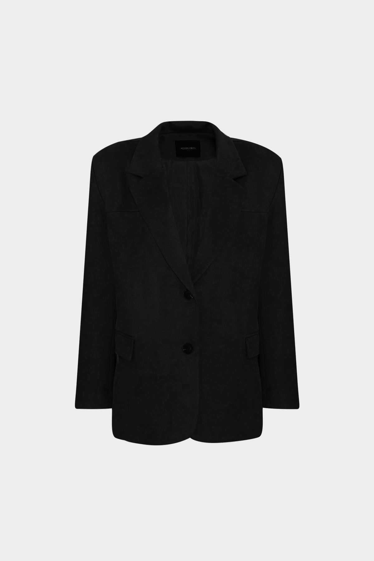 Açelya Okcu Premium Oversize Çift Düğme Blazer Kadın Süet Ceket