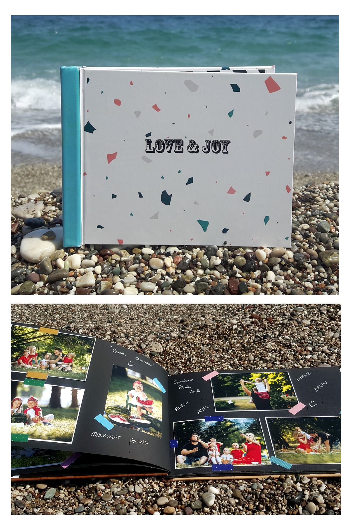 NATUREL Love Joy Fotoğraf Albümü Anı Defteri Sticker Beyaz Kalem