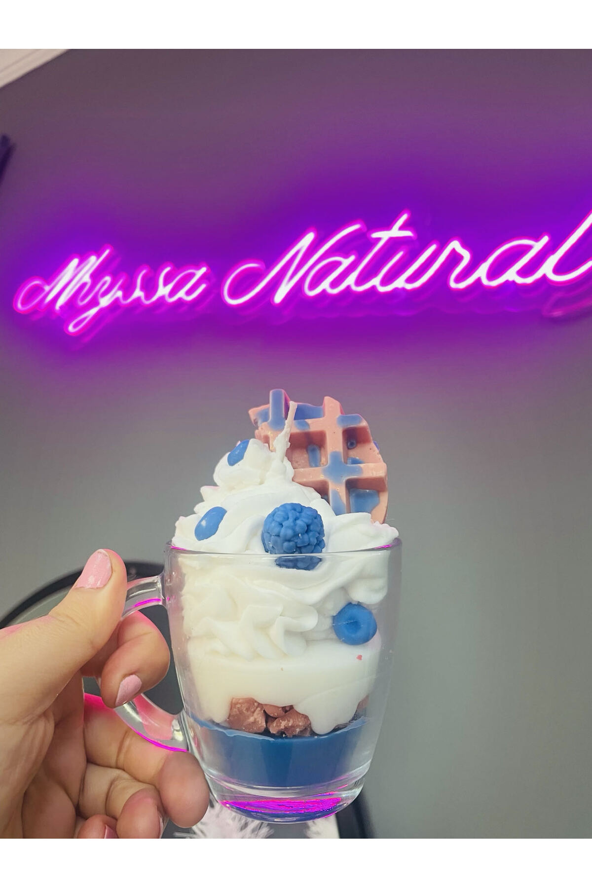 MHYSSA naturals Blueberry Waffle Candle/ Yabanmersini Waffle Dekoratif