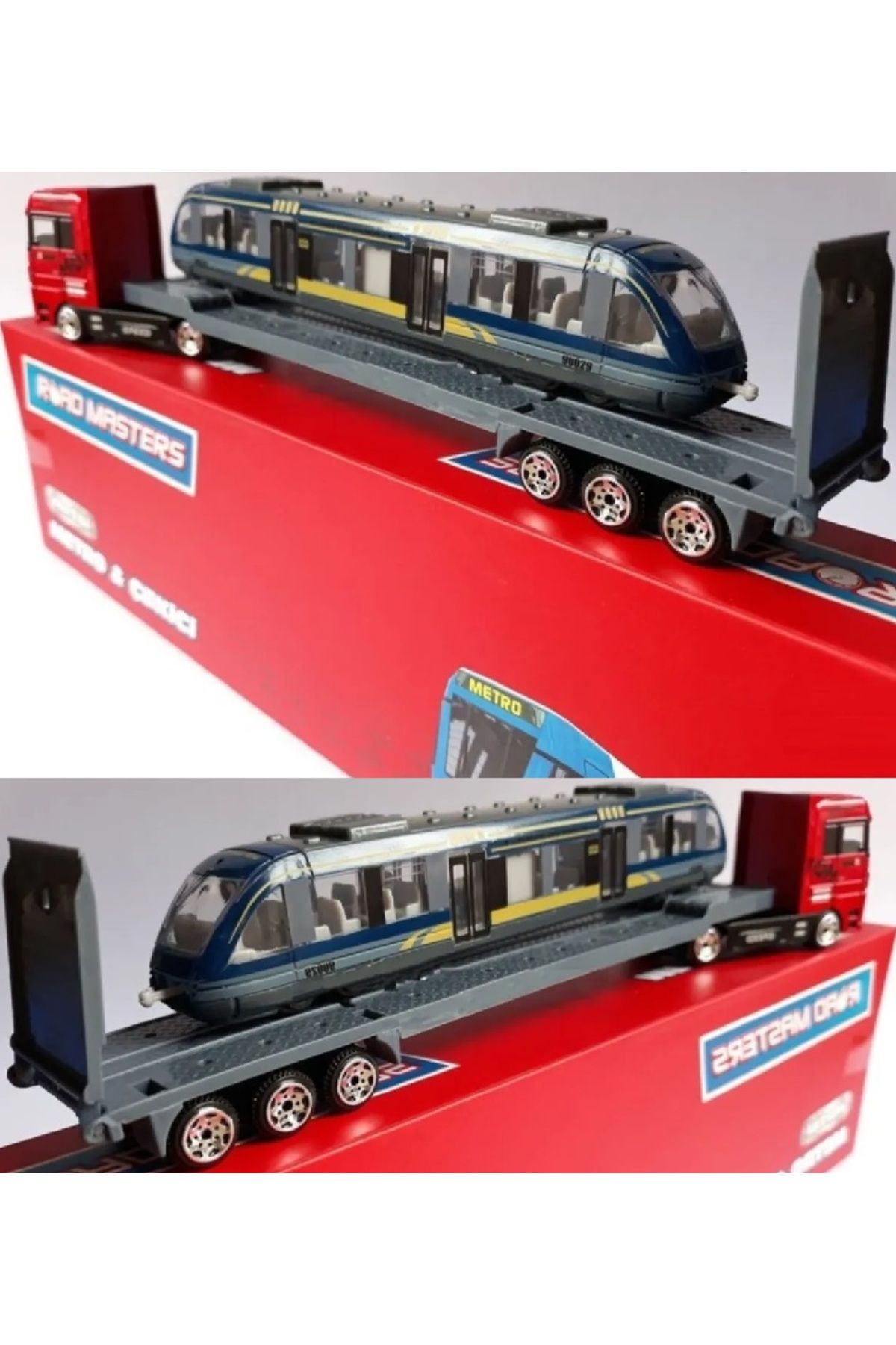 ROAD MASTER Metro Taşıyıcı Tır Diecast Metal 2li Tramvay Orjinal Demir Oyuncak