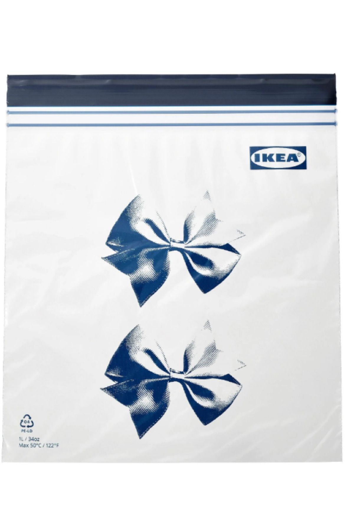 IKEA Istad Kilitlenebilir Buzdolabı Poşeti Mavi Papyon Desenli, 25 Adet 1 Litre