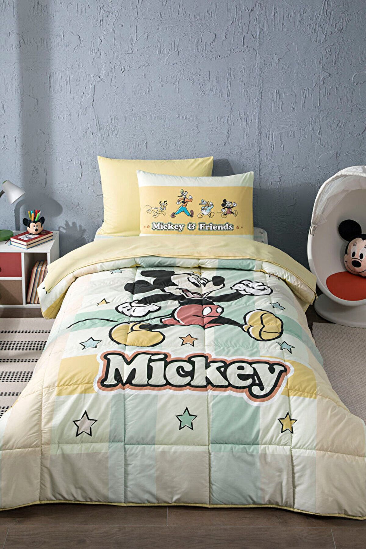 Özdilek Mickey Mouse Star Tek Kişilik Disney Lisanslı Lastikli Fitted Çarşaf Çocuk Uyku Seti