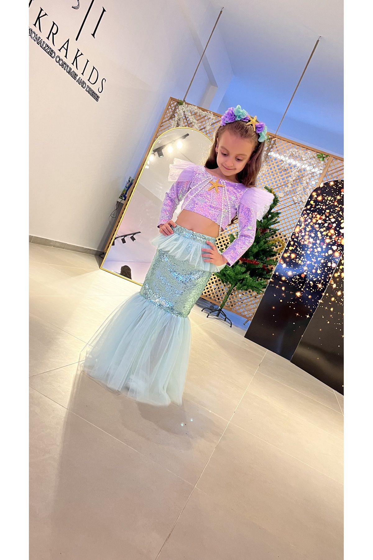 İkrabutikbursa Deniz Kızı Kostümü, Kız Çocuk Deniz Kızı Elbisesi