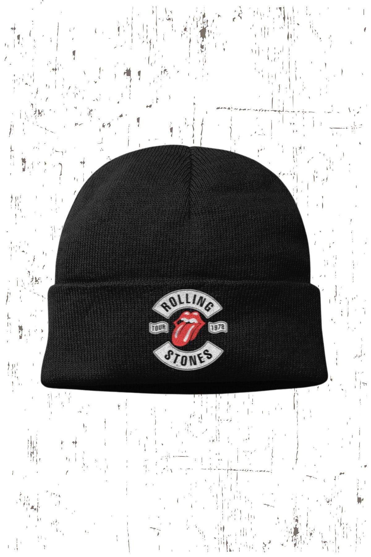 Fuddy Moda Unisex Rolling Stones Yazılı Katlamalı Bere, Rock Metal Baskılı Outdoor Kışlık Şapka