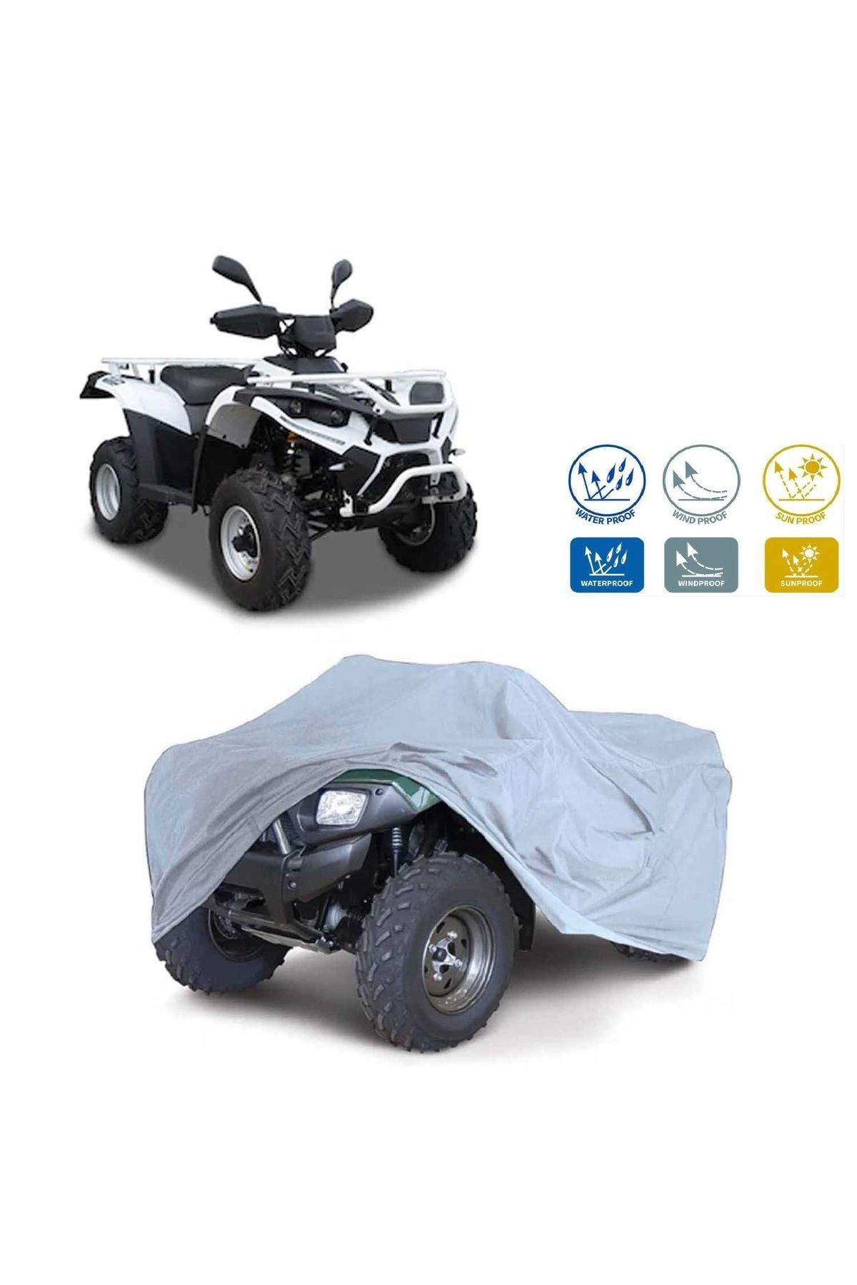 CoverPlus Polaris Predator 500 ATV SU GEÇİRMEZ BRANDASI -GRİ Uyumlu