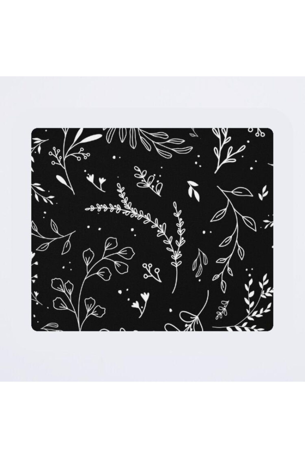 w house Baskılı Mouse pad 000741 18X22/2mm White floral pattern, white botanical print, white floral art