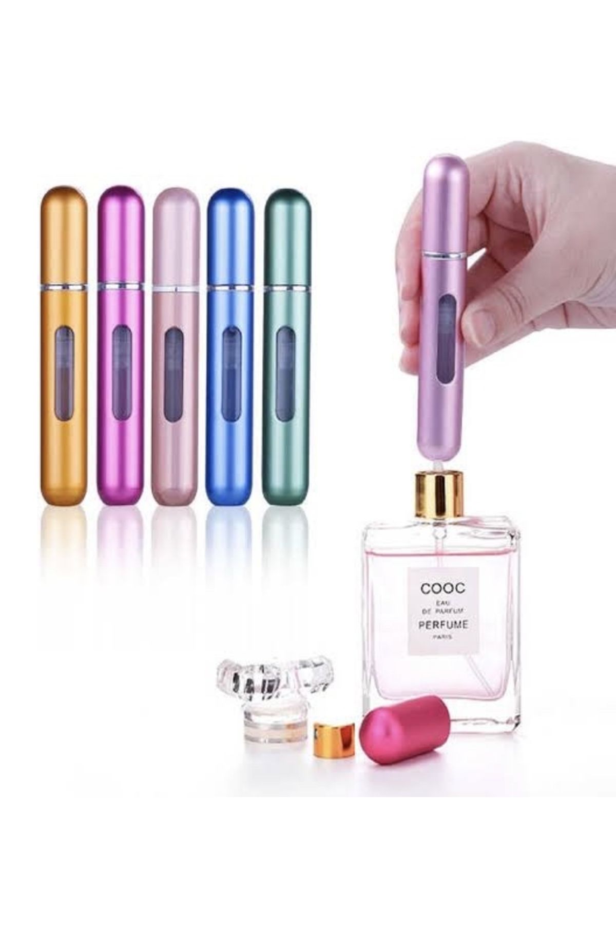 Sensoria Doldurulabilir Mini Parfüm Şişesi Çanta Içi Mini Seyahat Yedek Cep Parfüm Şişesi 5 ml 3 Adet