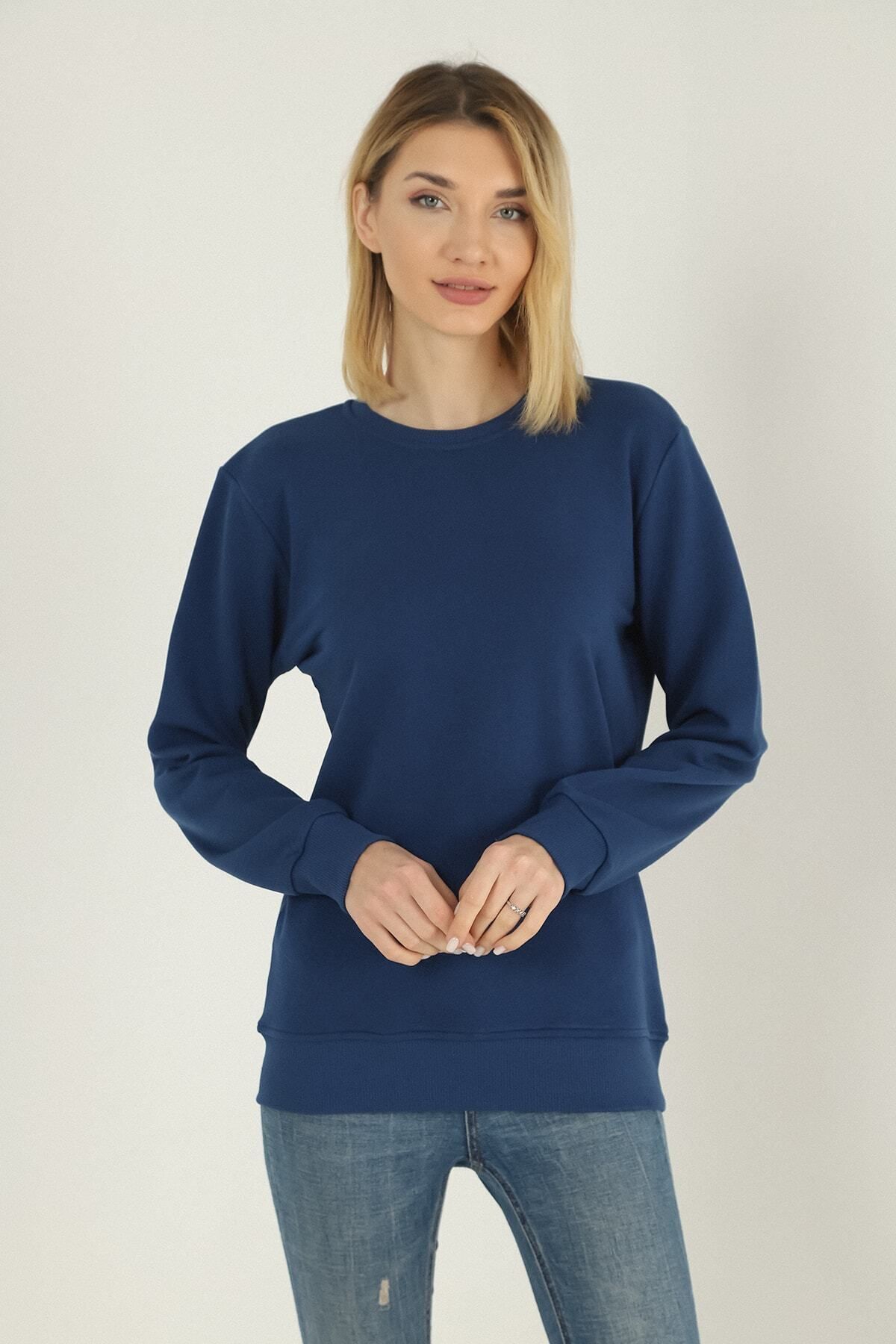 DK DAKSEL Special Product Regular Fit Indigo Kadın Sweatshirt