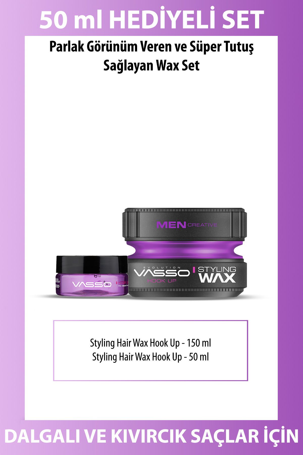 Vasso Men Dalgalı Ve Kıvırcık Saçlar Için Süper Tutuş Ve Parlaklık Veren Wax(ÇANTA BOY HEDİYELİ)-Hook-up