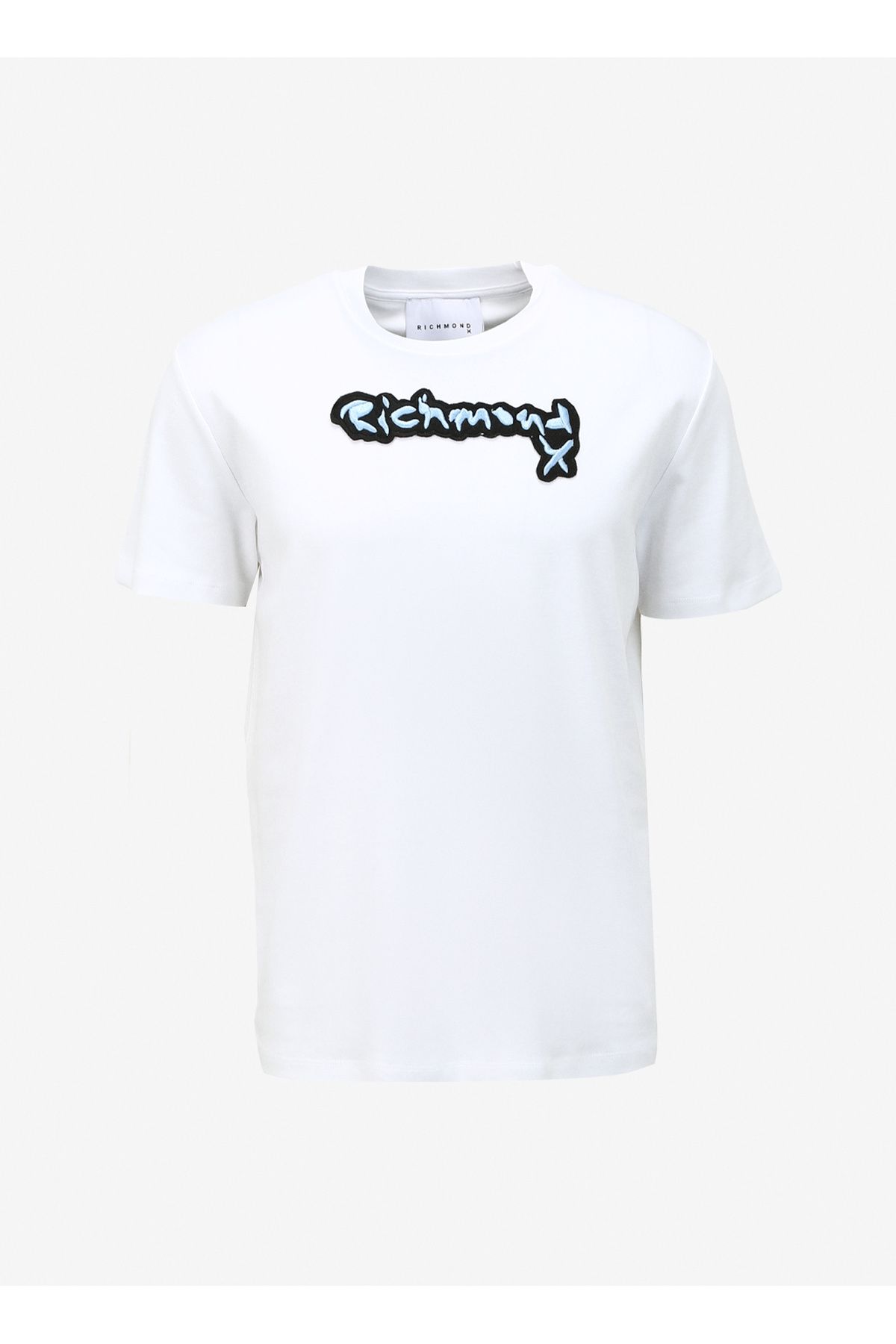 John Richmond Bisiklet Yaka Beyaz Erkek T-Shirt UMA23002TS